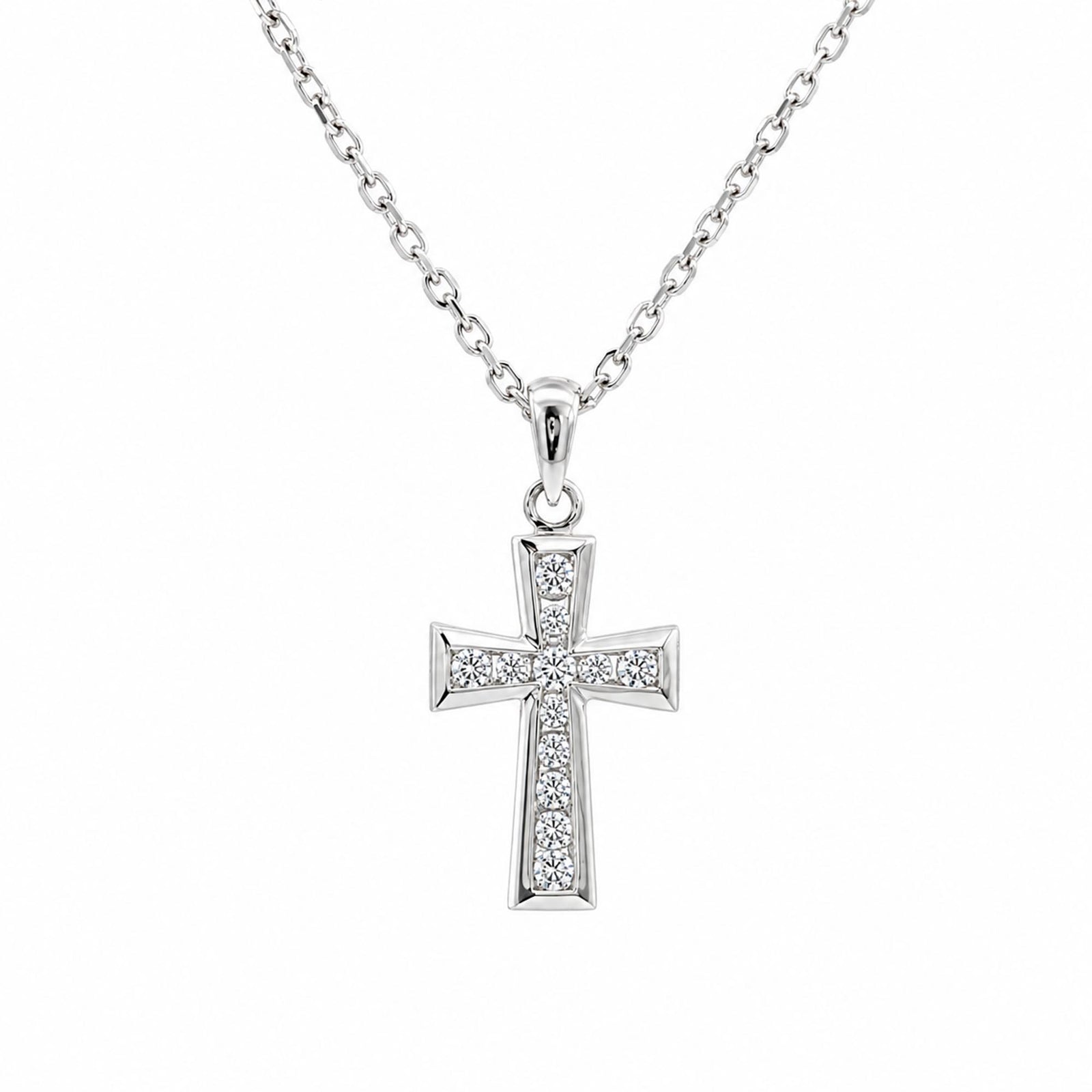 14K White Gold 0.21cttw. Diamond Cross Pendant