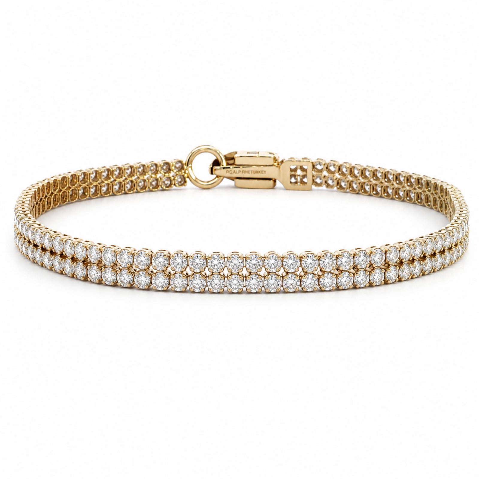 14K Yellow Gold 3.80cttw. Diamond Double Row Tennis Bracelet