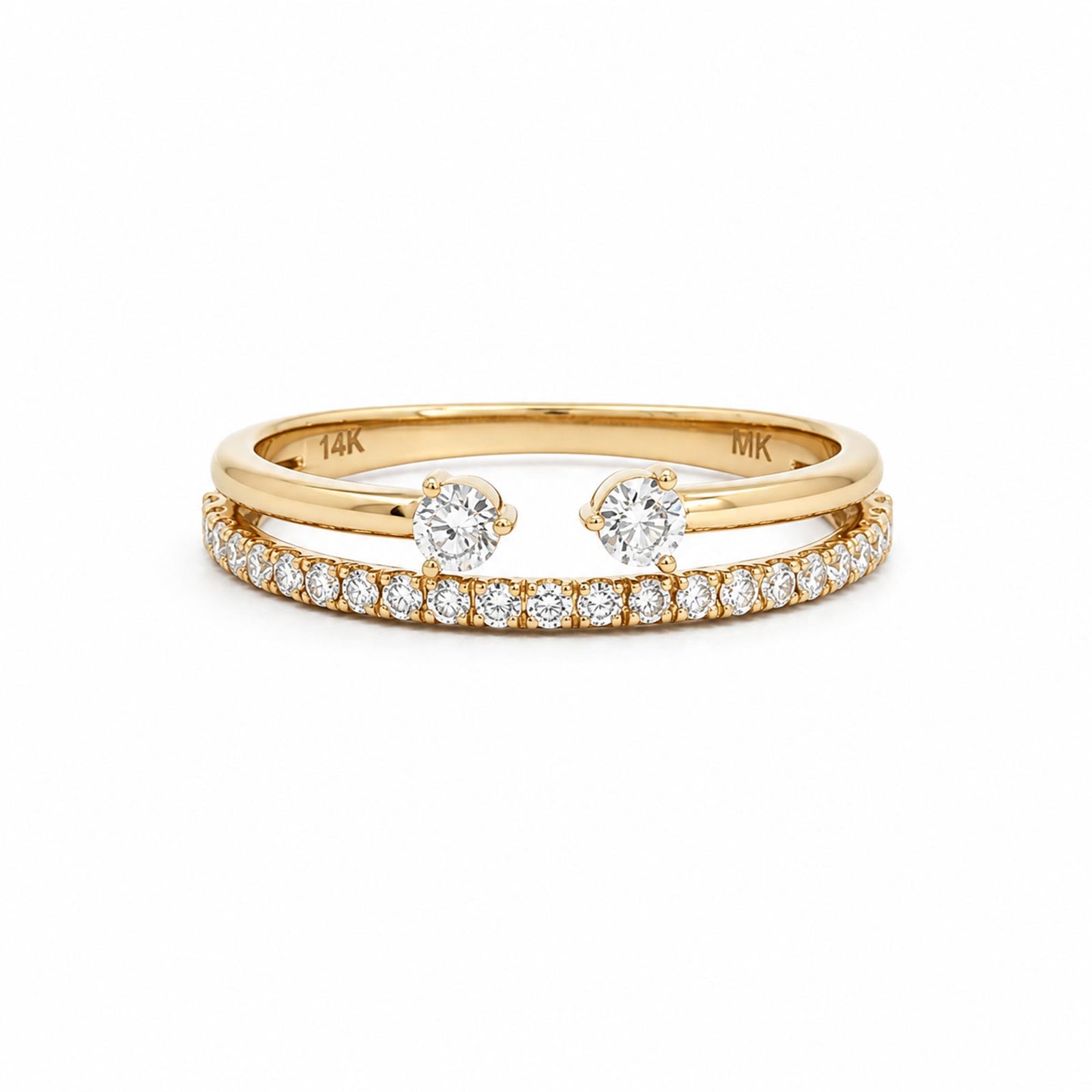 14K Yellow Gold 0.37cttw. Diamond Two Band Fashion Ring