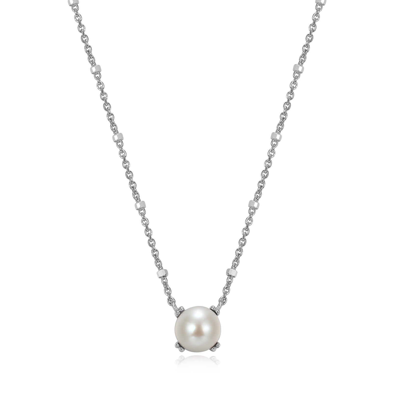 Samuel B. White Pearl Solitaire Birthstone Sparkle Necklace - June