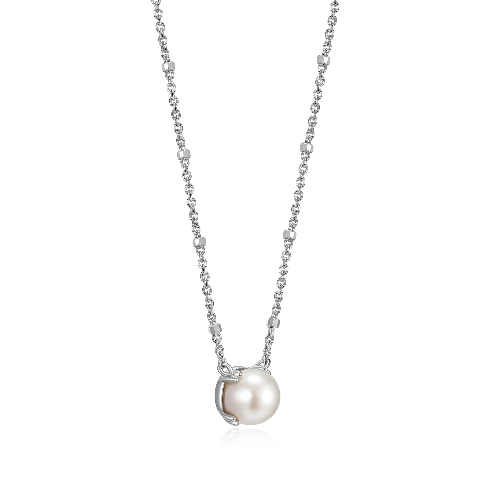 Samuel B. White Pearl Solitaire Birthstone Sparkle Necklace - June