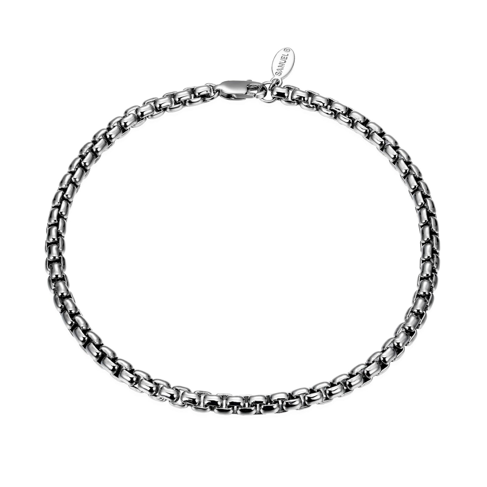 Samuel B. Rhodium Sterling Silver Round Box Chain Bracelet