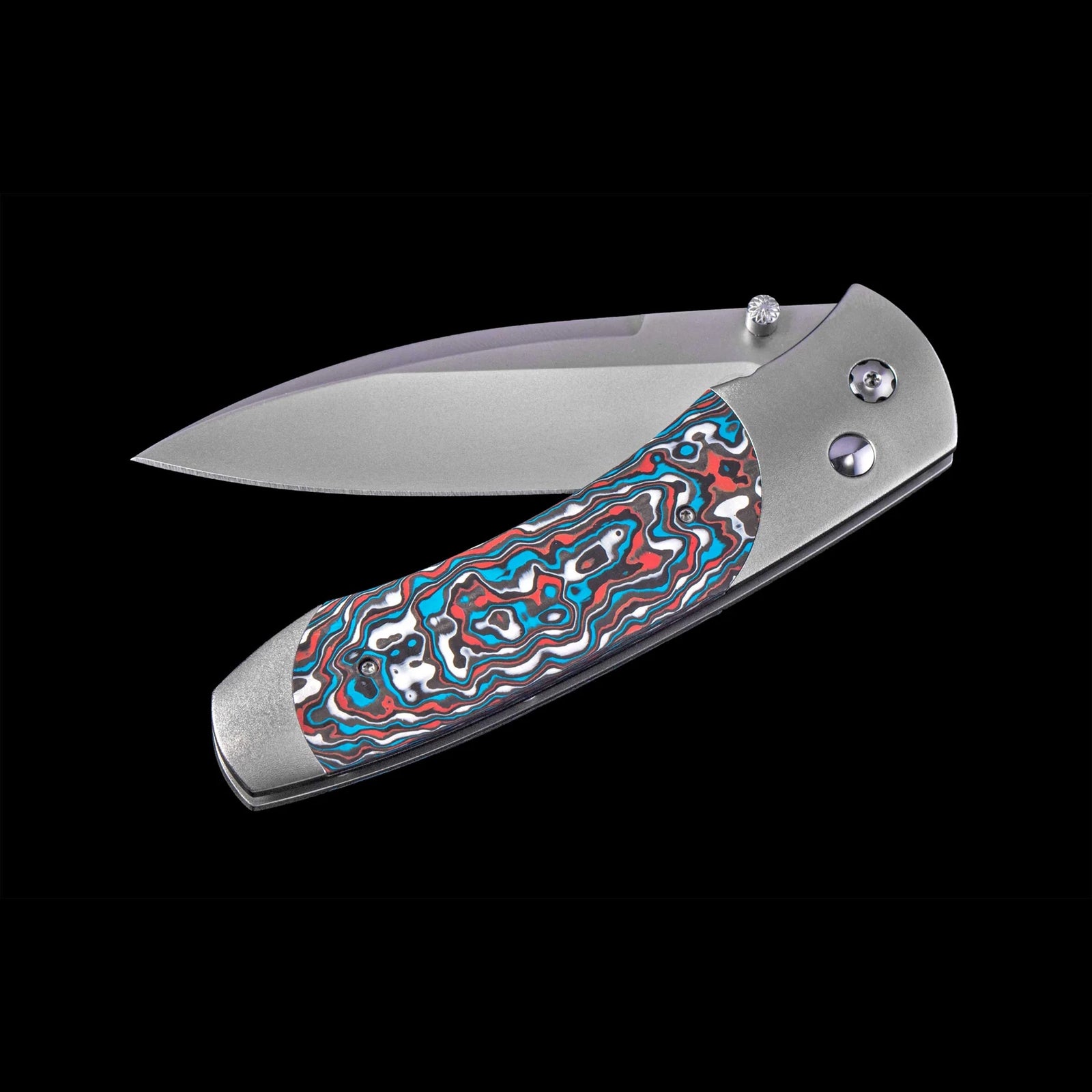William Henry A300-11 Flame Ocean Carbon Fiber Inlaid Titanium Frame w/ Stainless Steel Blade Folding Knife