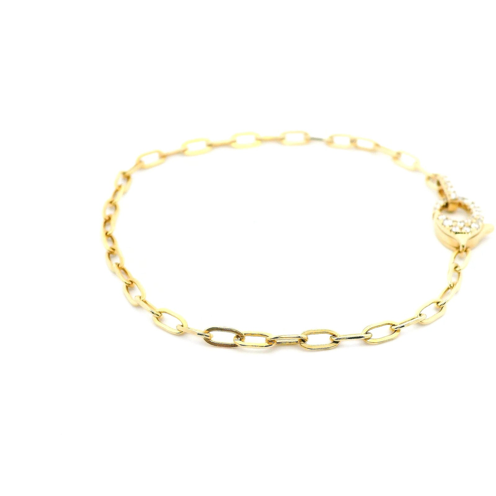 14K Yellow Gold 0.25cttw. Diamond Lobster Clasp Designer Oval Link Bracelet