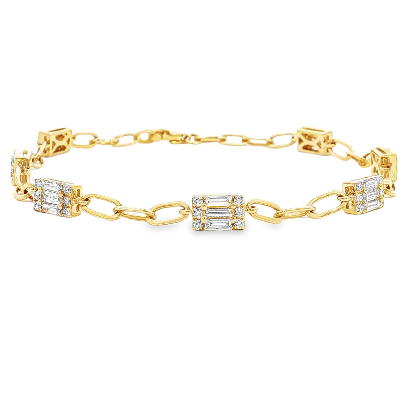 14K Yellow Gold 1.11cttw. Diamond Multi Section Link Bracelet