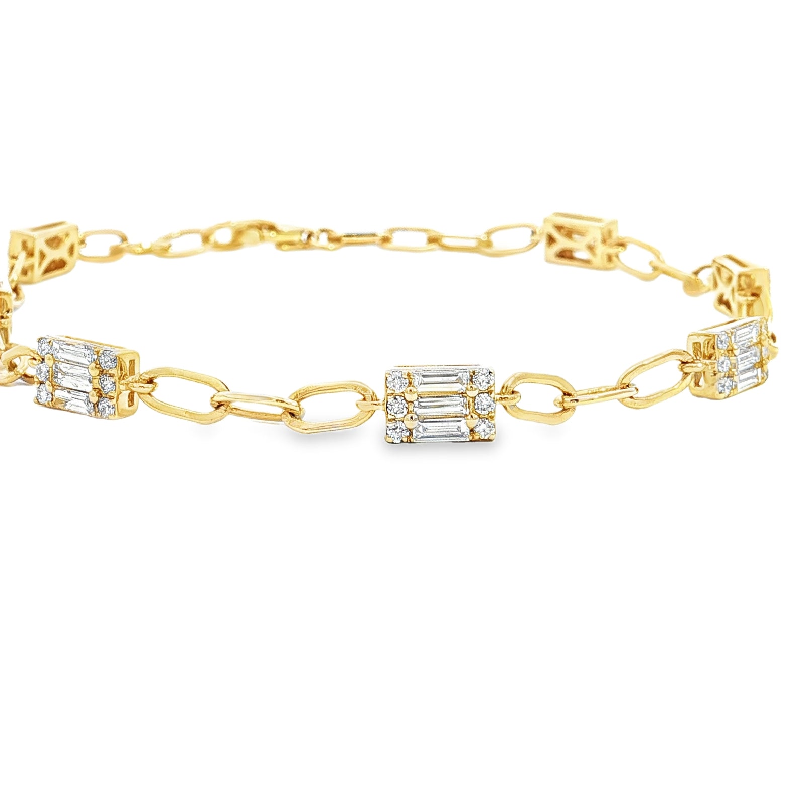 14K Yellow Gold 1.11cttw. Diamond Multi Section Link Bracelet