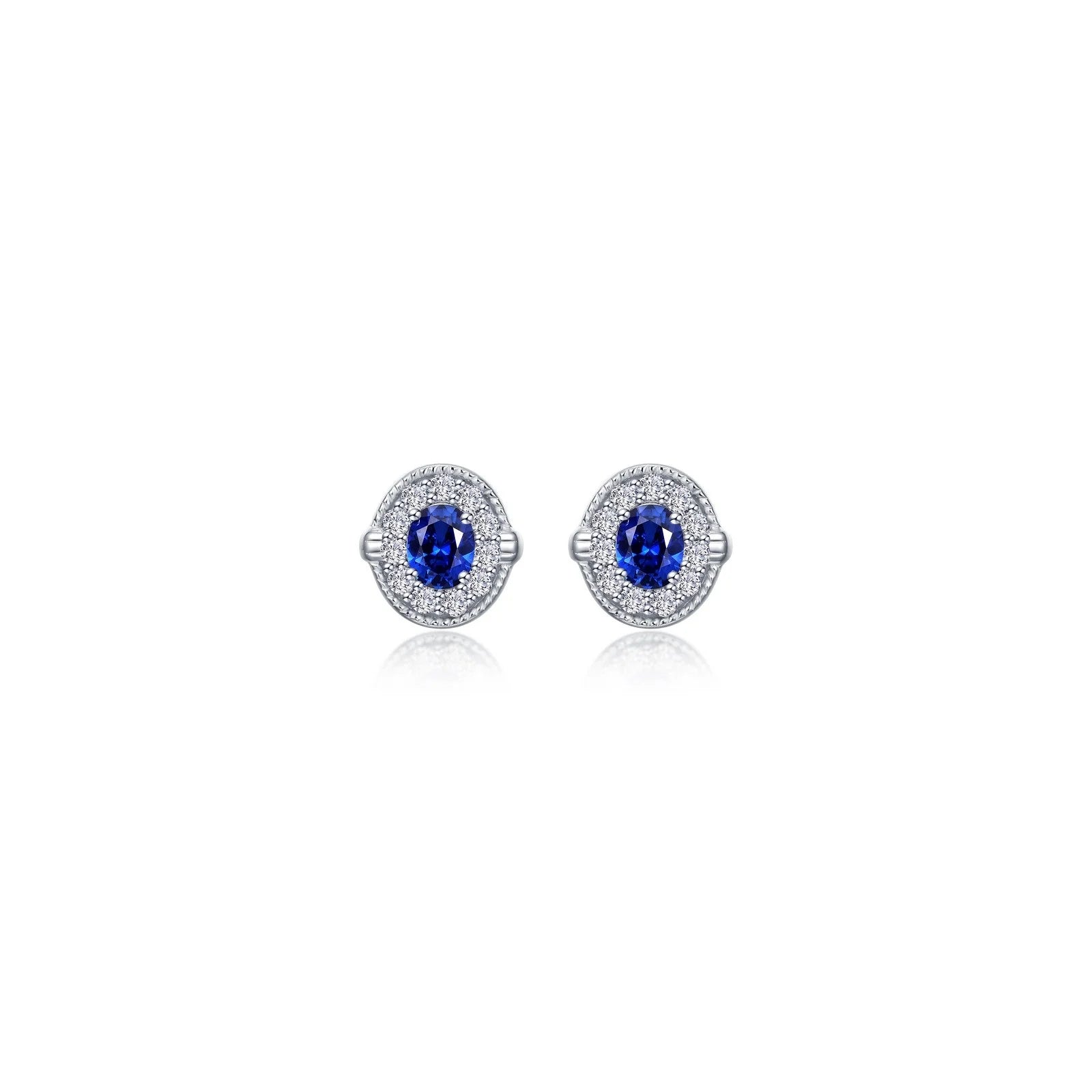 Lafonn Simulated Diamond & Sapphire Halo Stud Earrings E0592CSP00