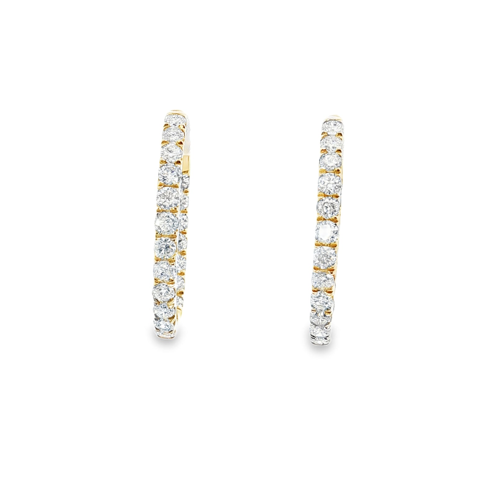 14K Yellow Gold 2.0cttw. Diamond Inside Out Hoop Earrings