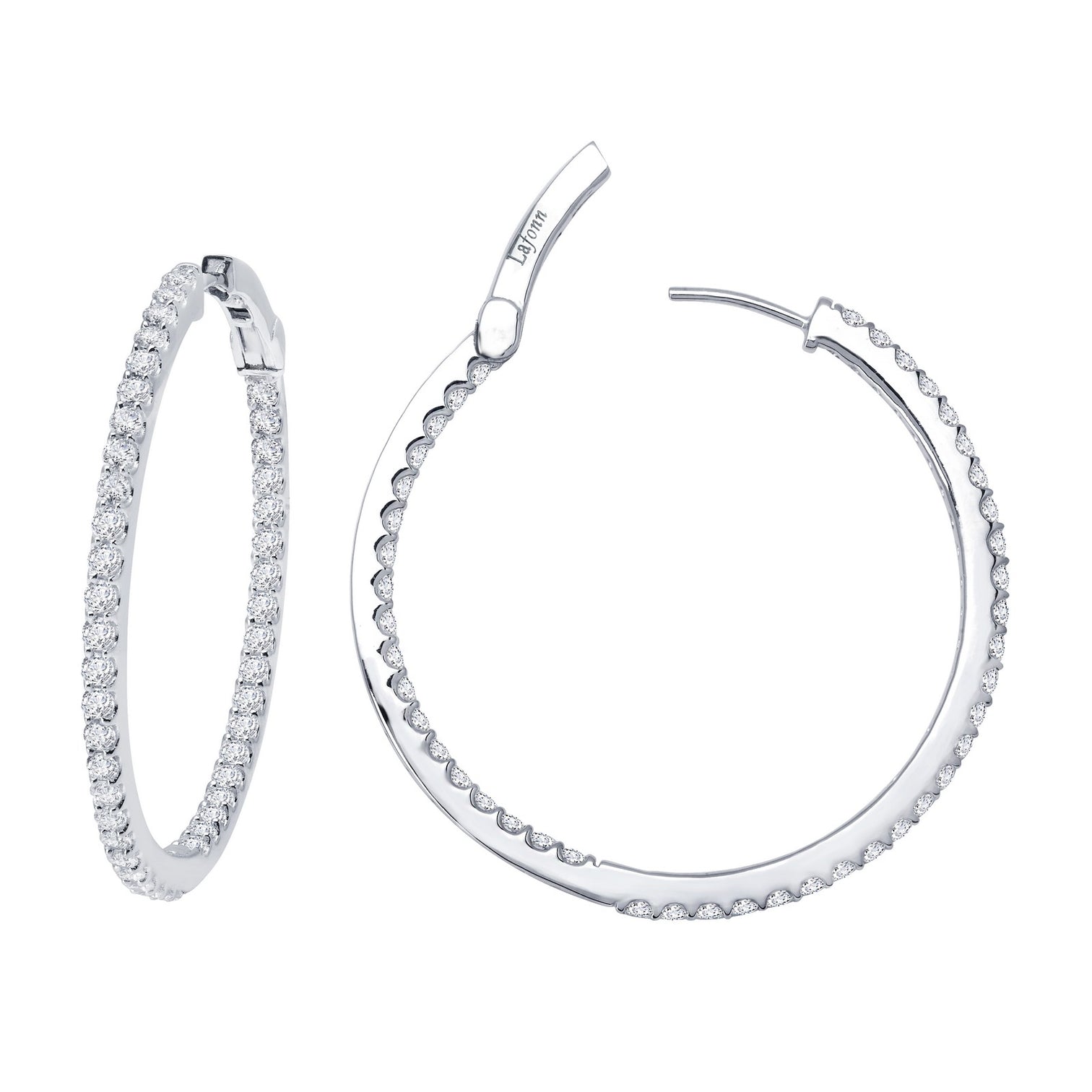 Lafonn Simulated Diamond 3.48ct Inside Out 45mm Hoop Earrings E3013CLP