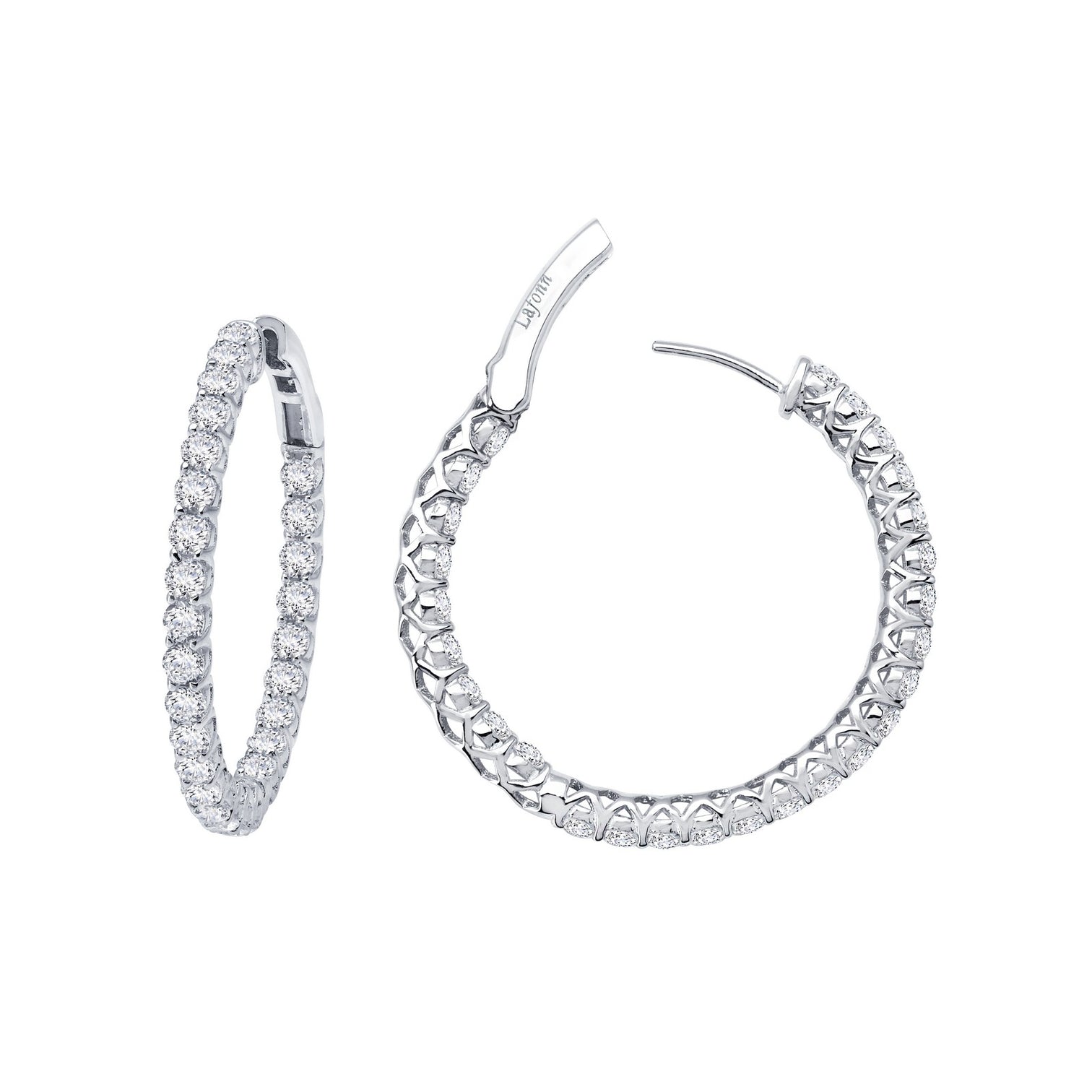 Lafonn Simulated Diamond 2.70ct Inside Out 25mm Hoop Earrings E3019CLP