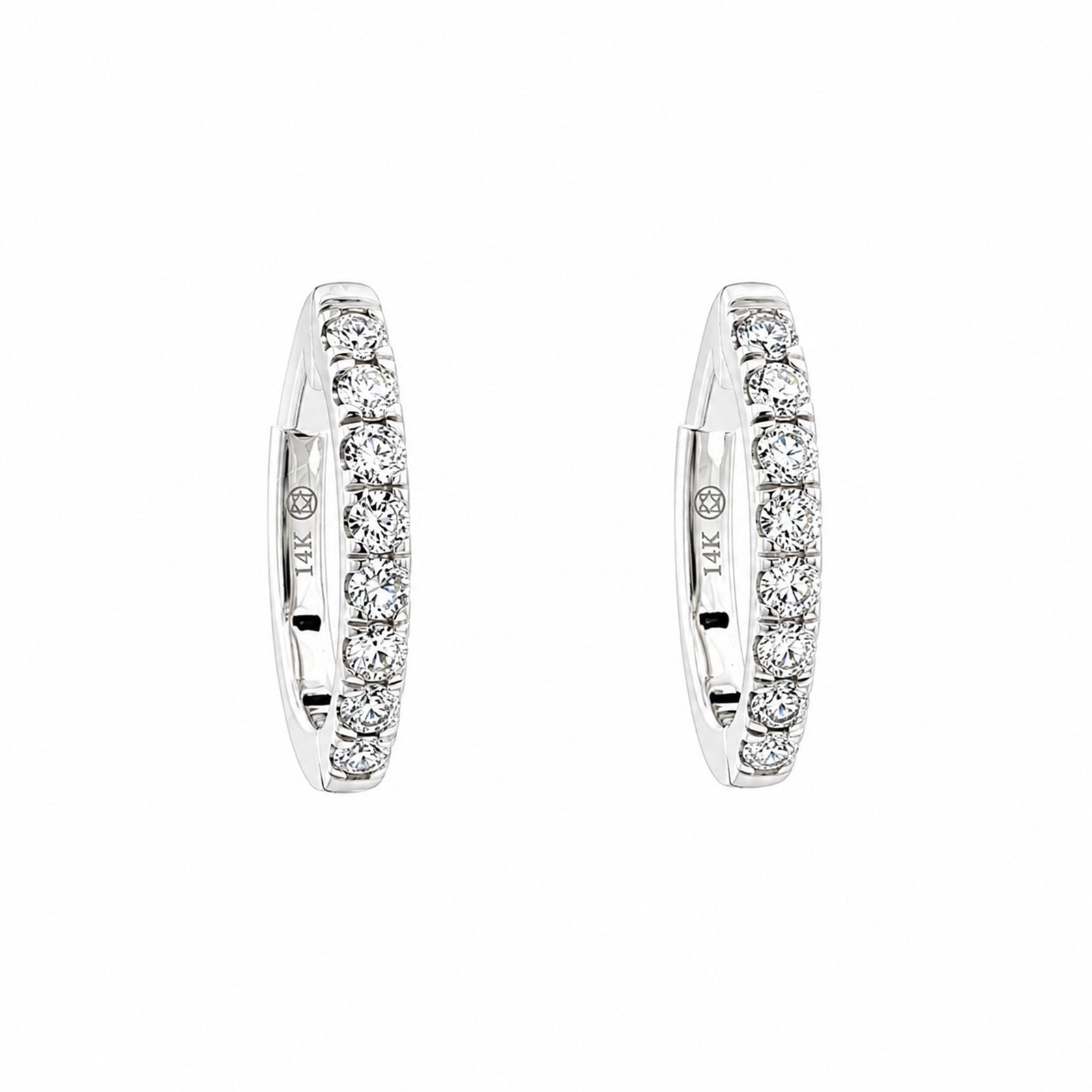 14K White Gold 0.55cttw. Diamond Oval Hoop Earrings