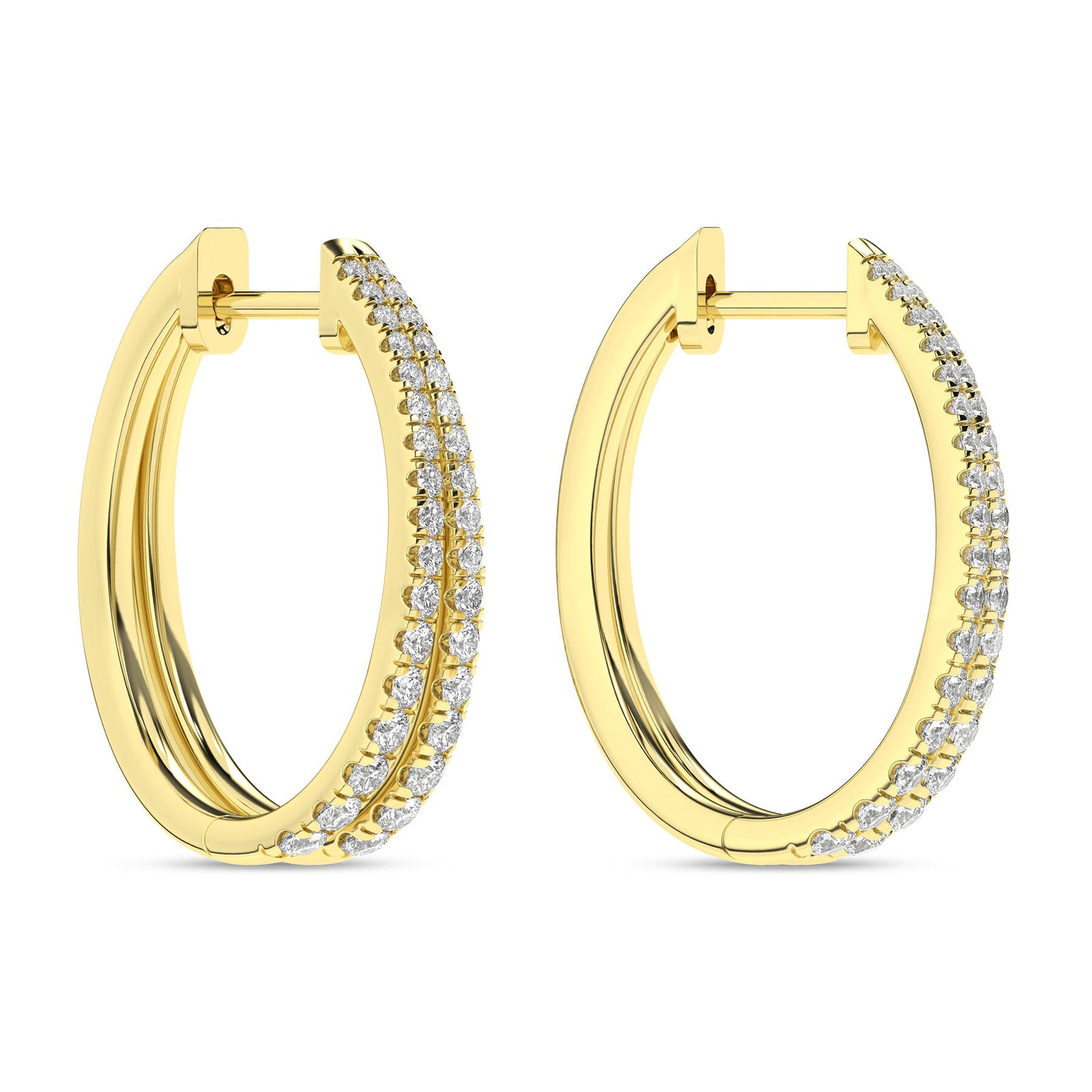 14K Yellow Gold 1.0cttw. Lab Grown Diamond Split Hoop Earrings