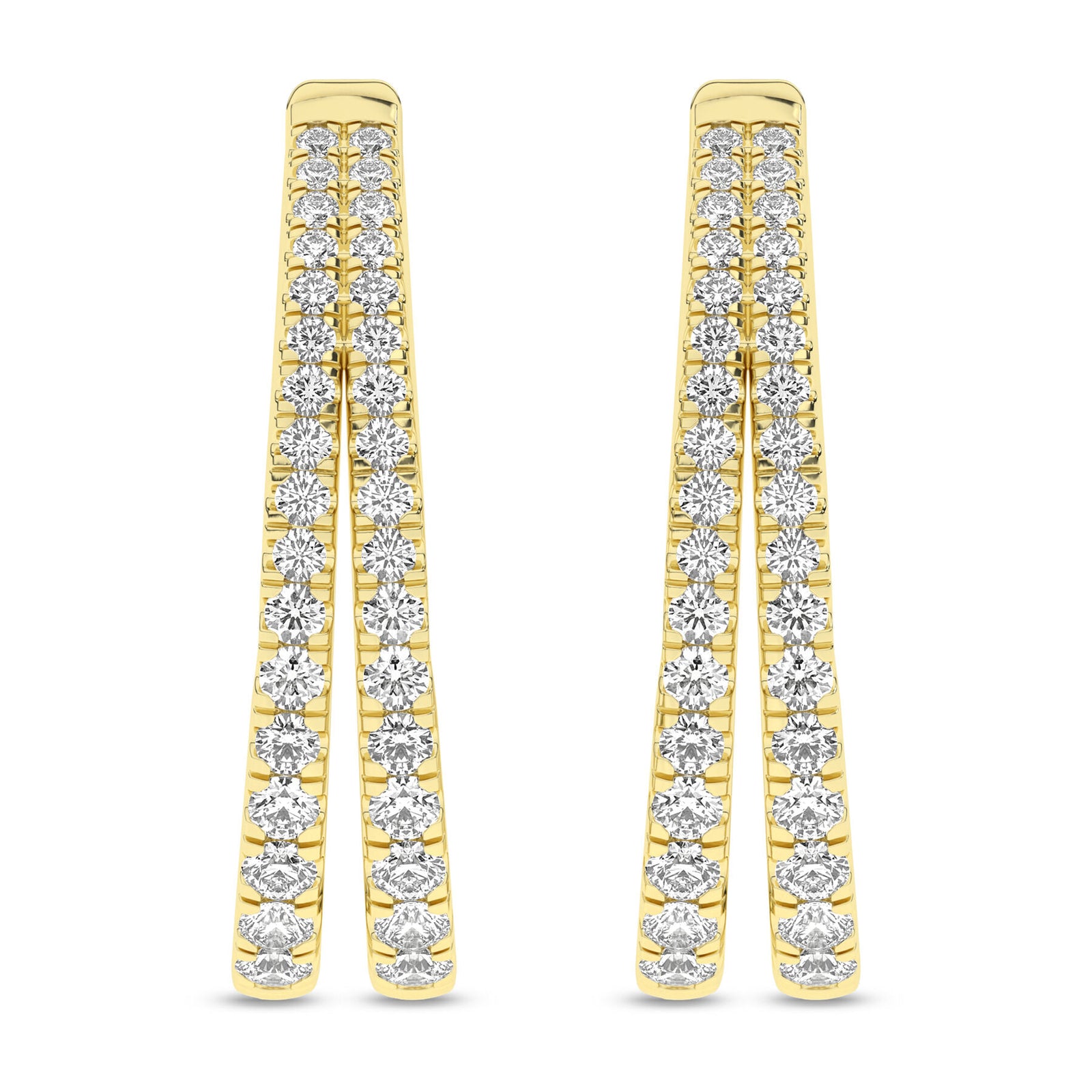 14K Yellow Gold 1.0cttw. Lab Grown Diamond Split Hoop Earrings