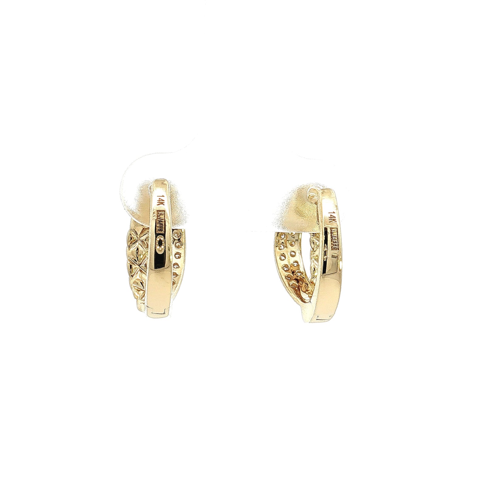 A. Jaffe 14K Yellow Gold 0.29cttw. Diamond & Quilted Huggie Hoop Earrings