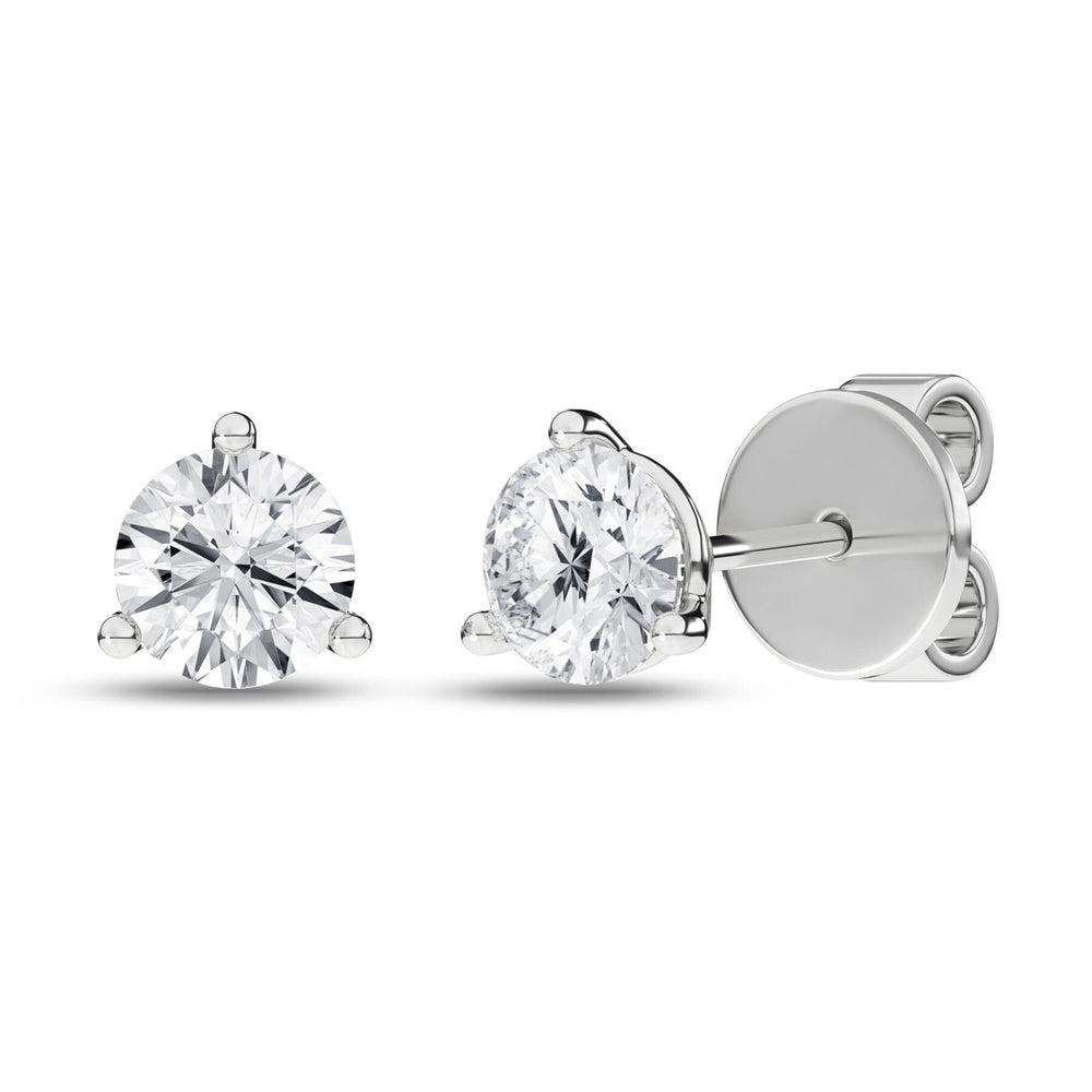 3/4 Carat Round Lab Grown Diamond 14K Gold 3 Prong Martini Solitaire Stud Earrings