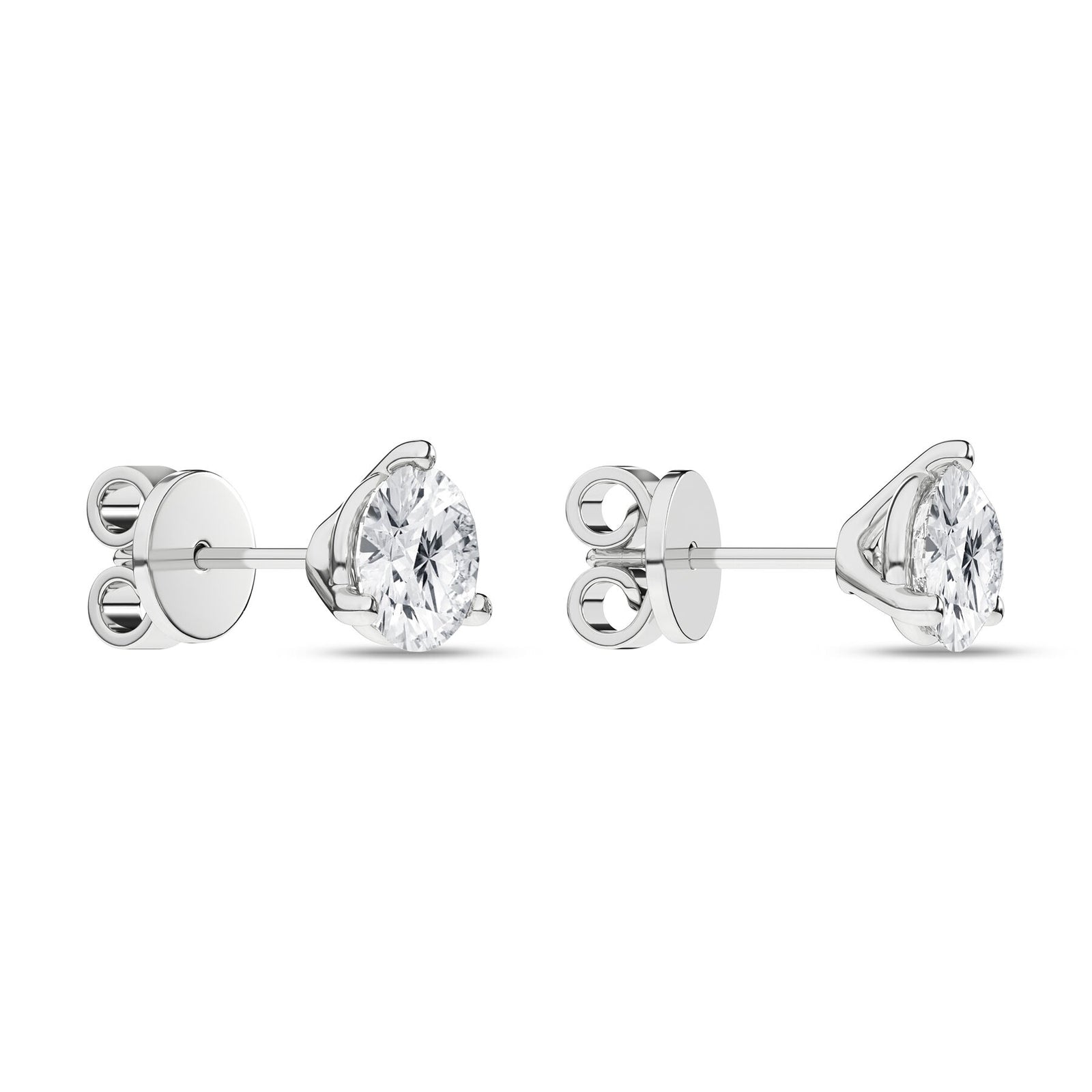 2 Carat Round Lab Grown Diamond 14K White Gold 3 Prong Martini Solitaire Stud Earrings