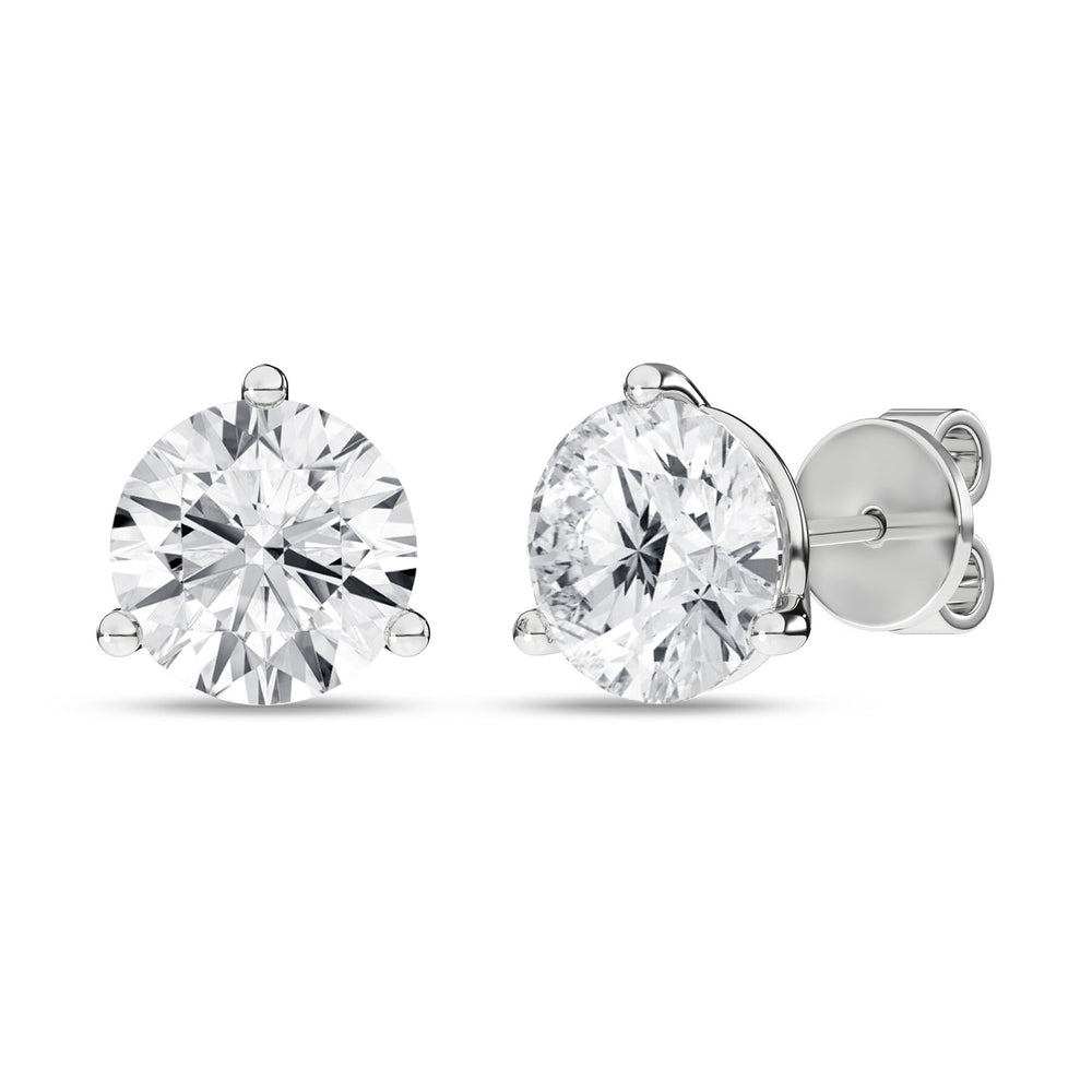 5 Carat Round Lab Grown Diamond 14K Gold 3 Prong Martini Solitaire Stud Earrings