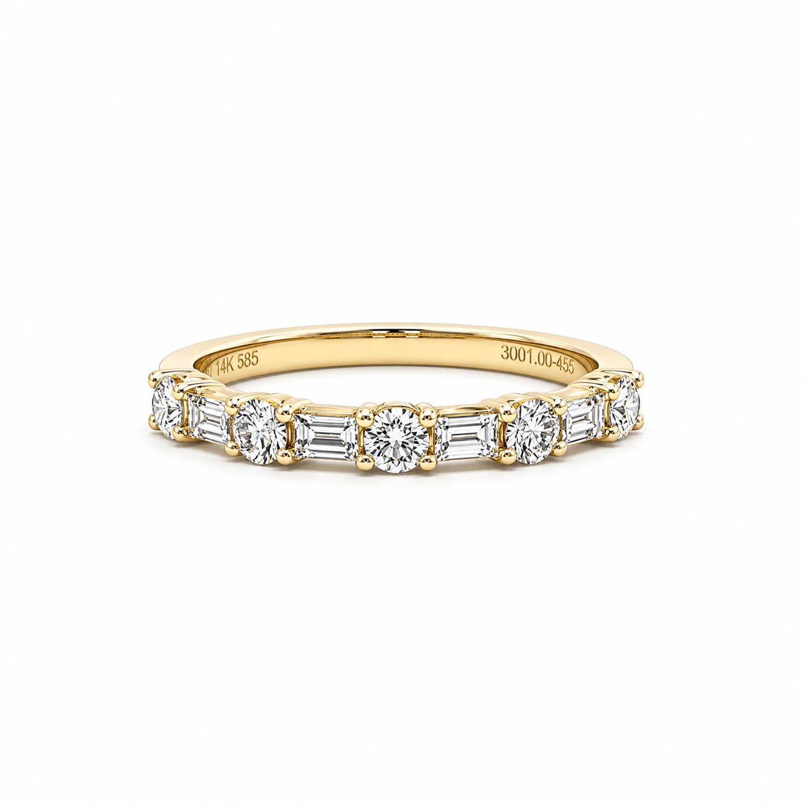 14K Yellow Gold 0.78cttw. Round & Baguette Diamond Fashion Ring
