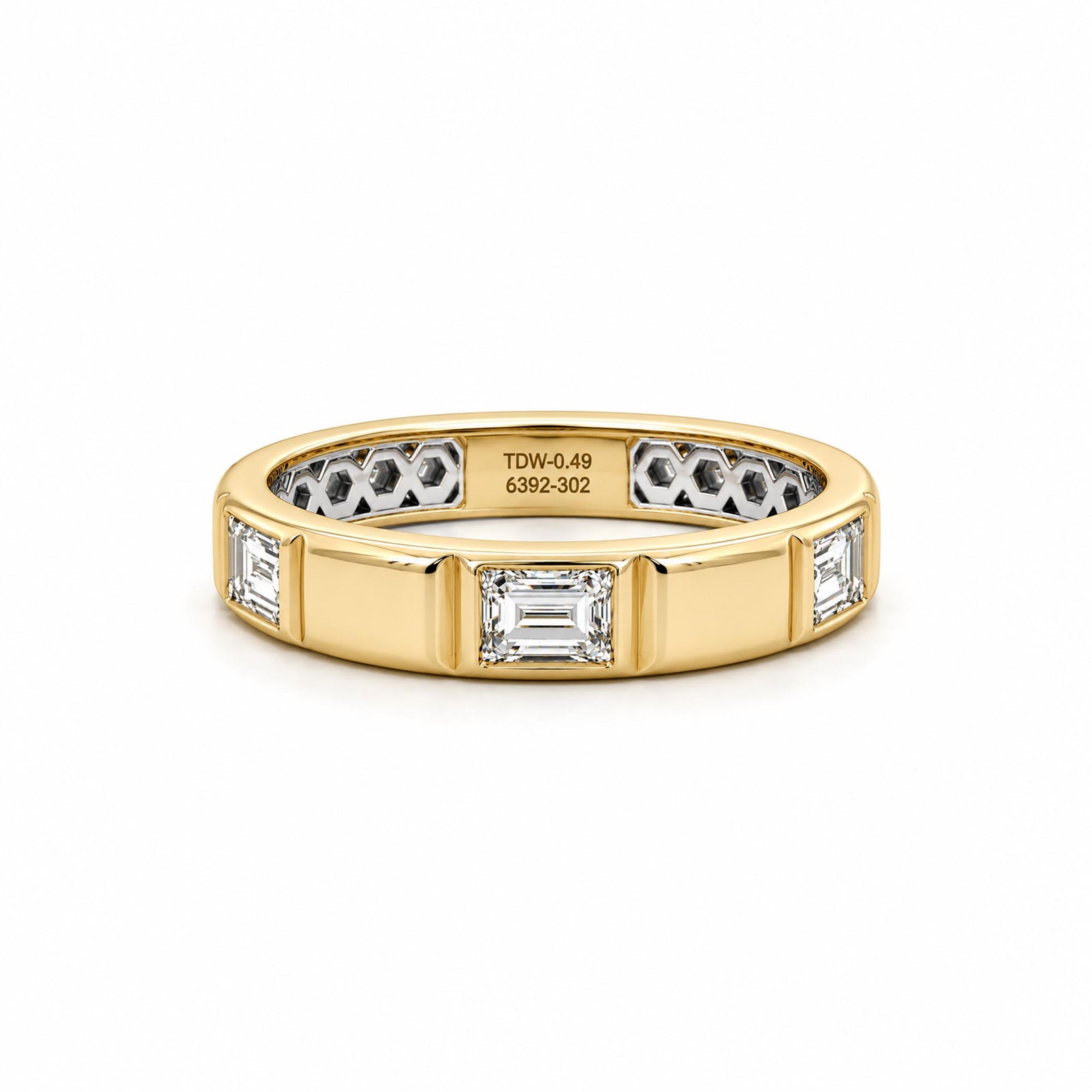14K Yellow Gold & Platinum 0.49cttw. Emerald Diamond Fashion Ring