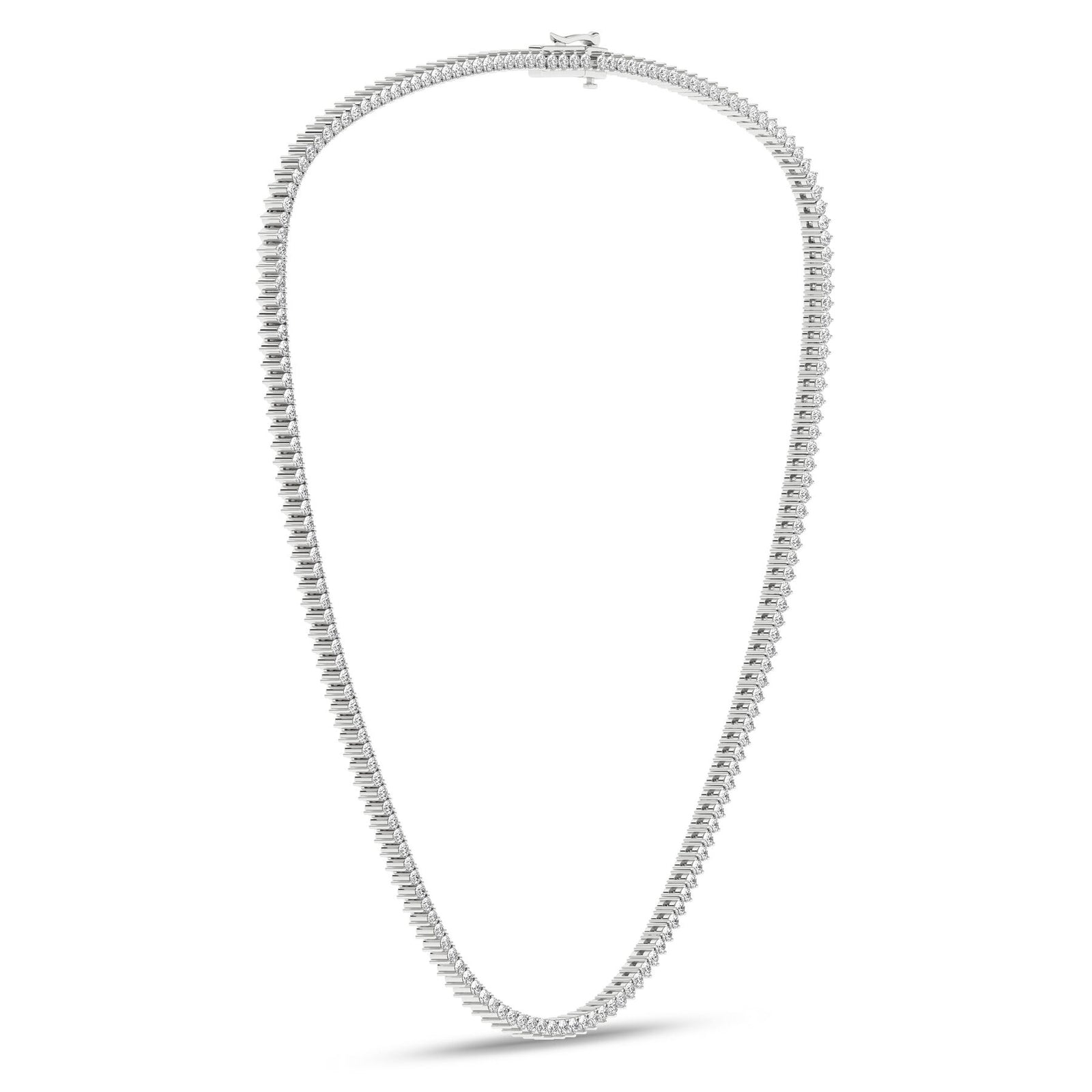 6 Carat Round Lab Grown Diamond 14K Gold Graduation Riviera Necklace