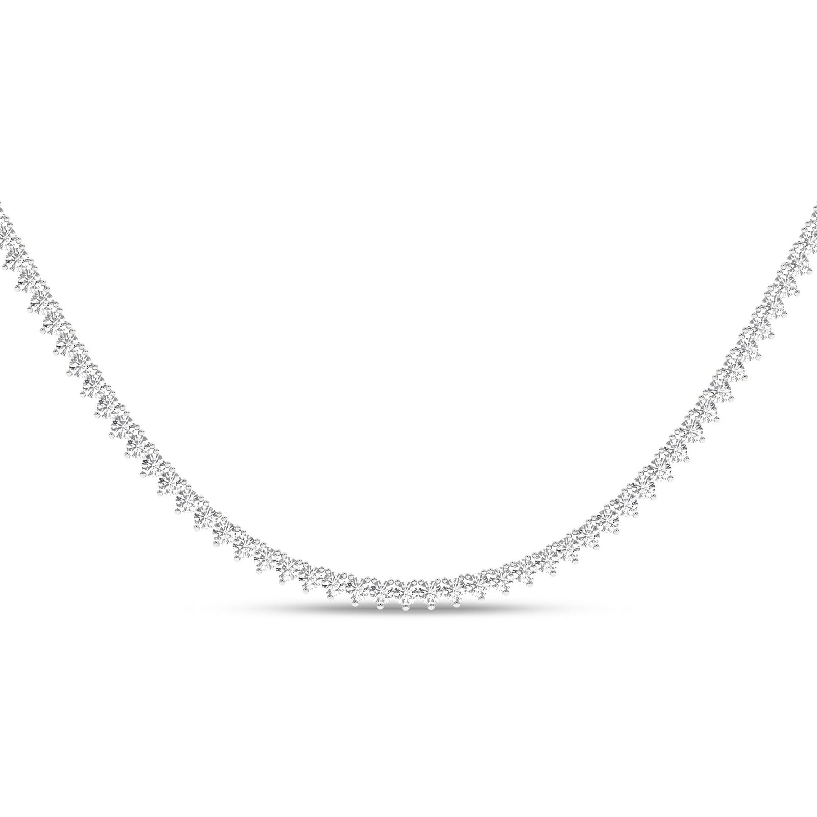 6 Carat Round Lab Grown Diamond 14K Gold Graduation Riviera Necklace