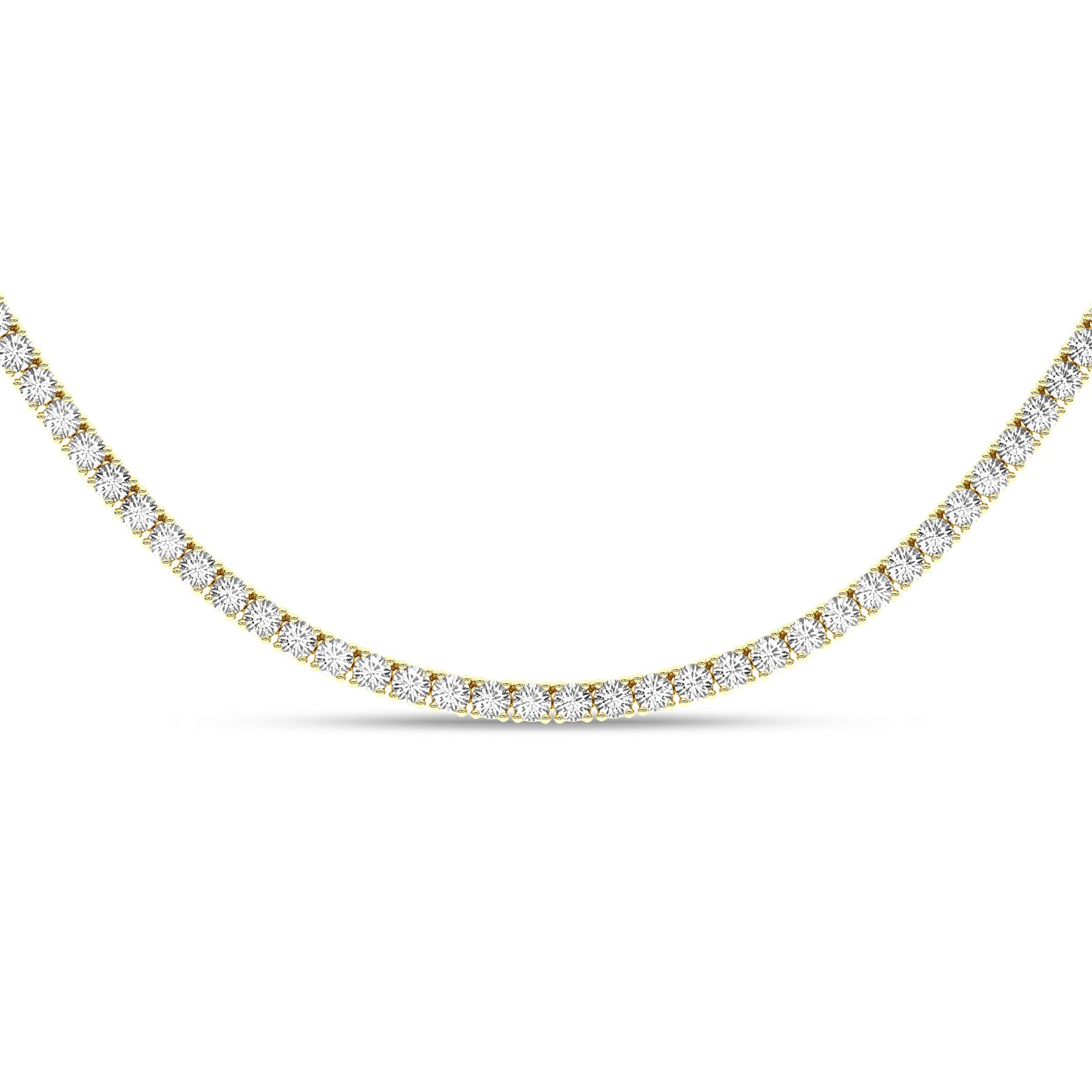 5 Carat Round Lab Grown Diamond 14K Gold Straight Link Tennis Necklace