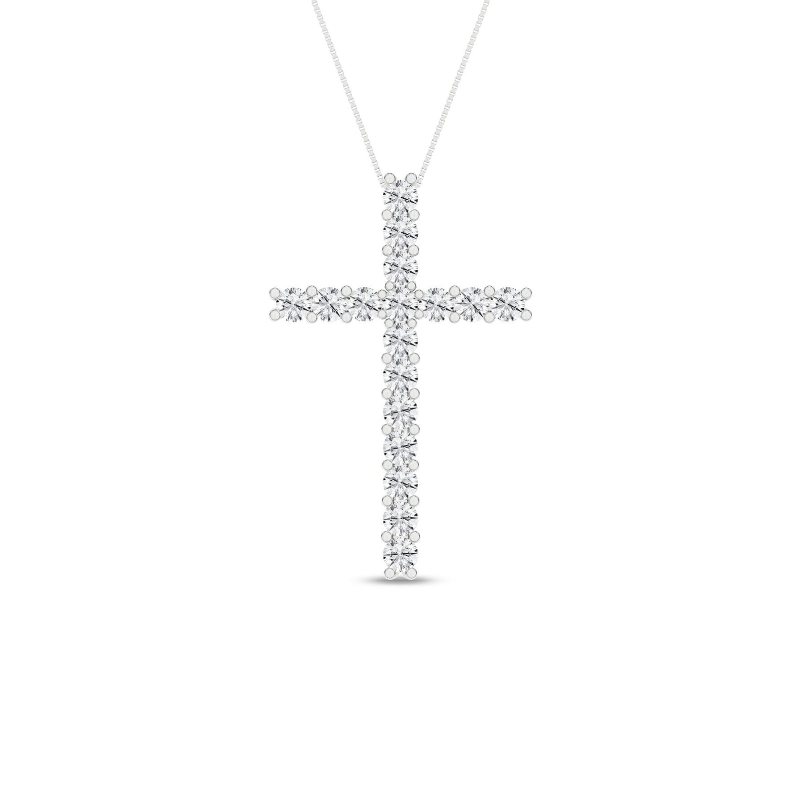 1/2 Carat Round Lab Grown Diamond 14K Gold Cross Necklace