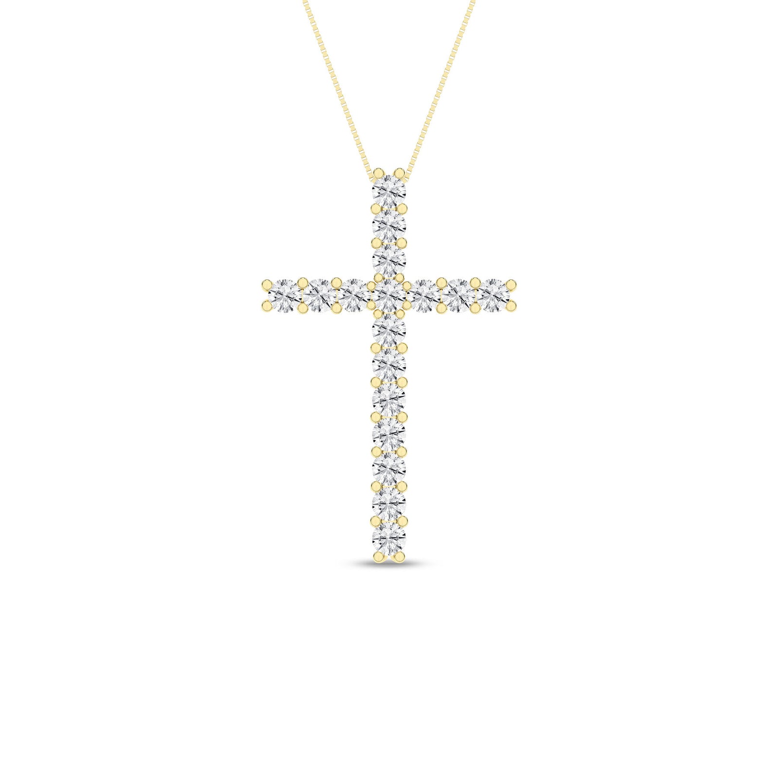 1/2 Carat Round Lab Grown Diamond 14K Gold Cross Necklace