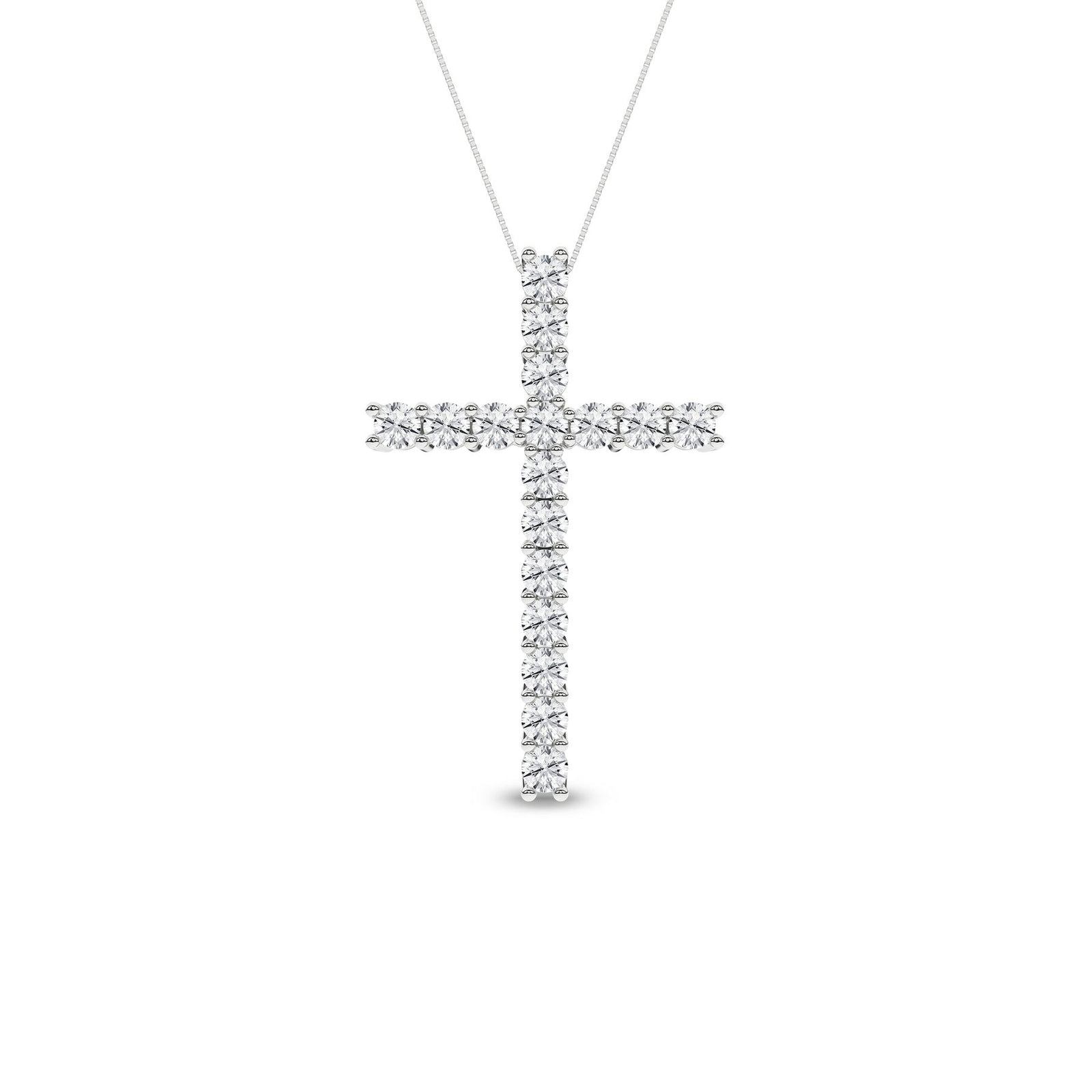 1 Carat Round Lab Grown Diamond 14K Gold Cross Necklace