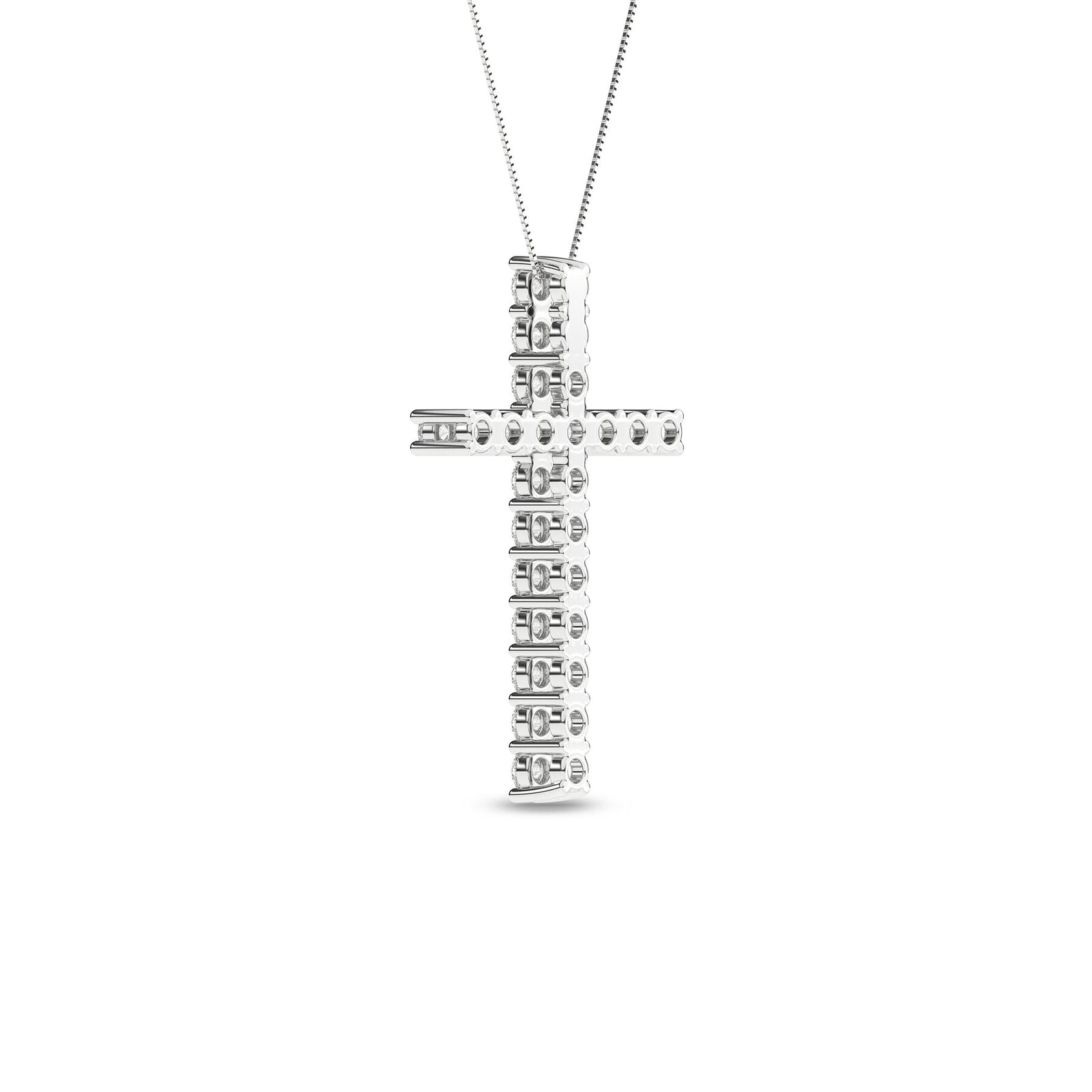 1 Carat Round Lab Grown Diamond 14K Gold Cross Necklace