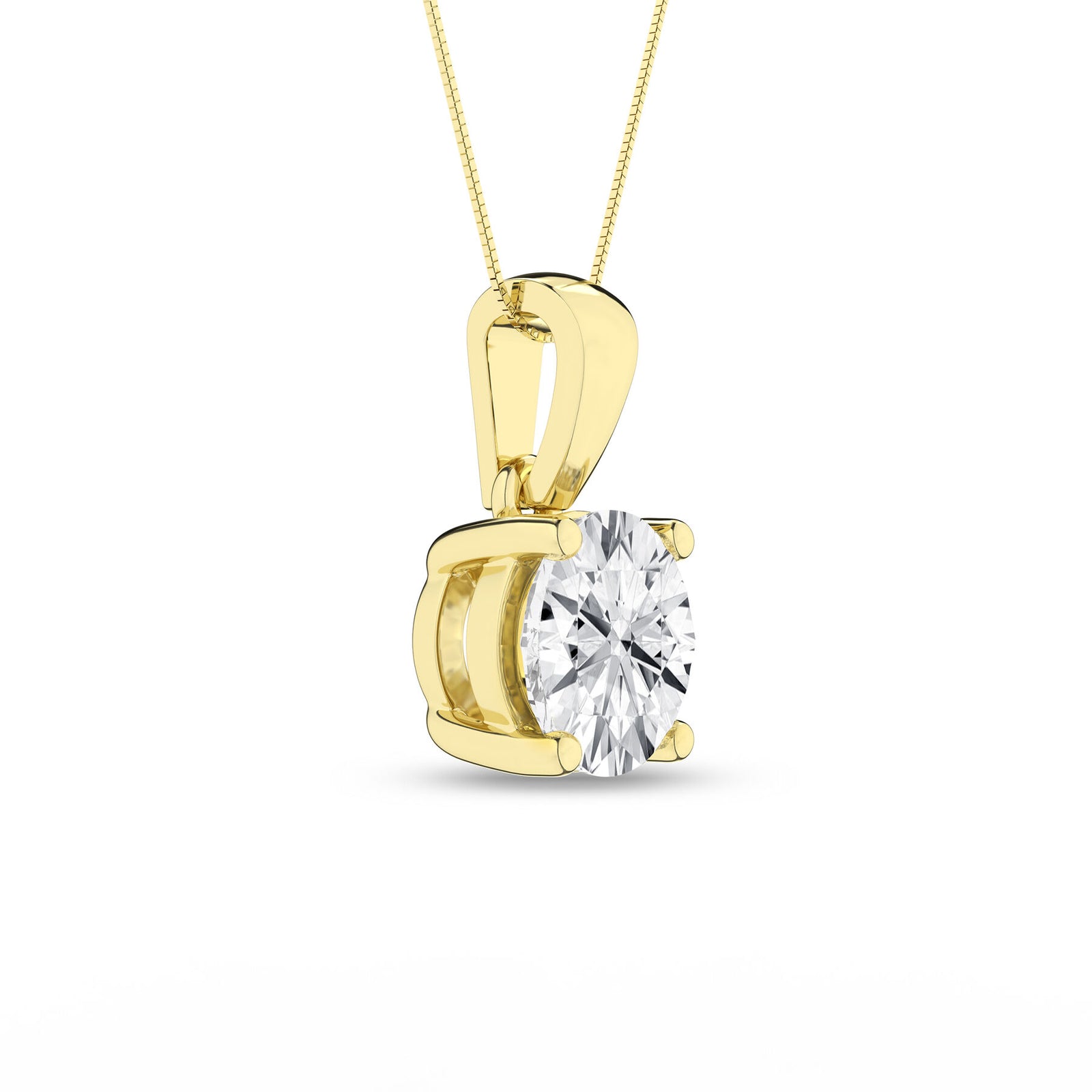 2 Carat Round Lab Grown Diamond 14K Gold Solitaire Necklace