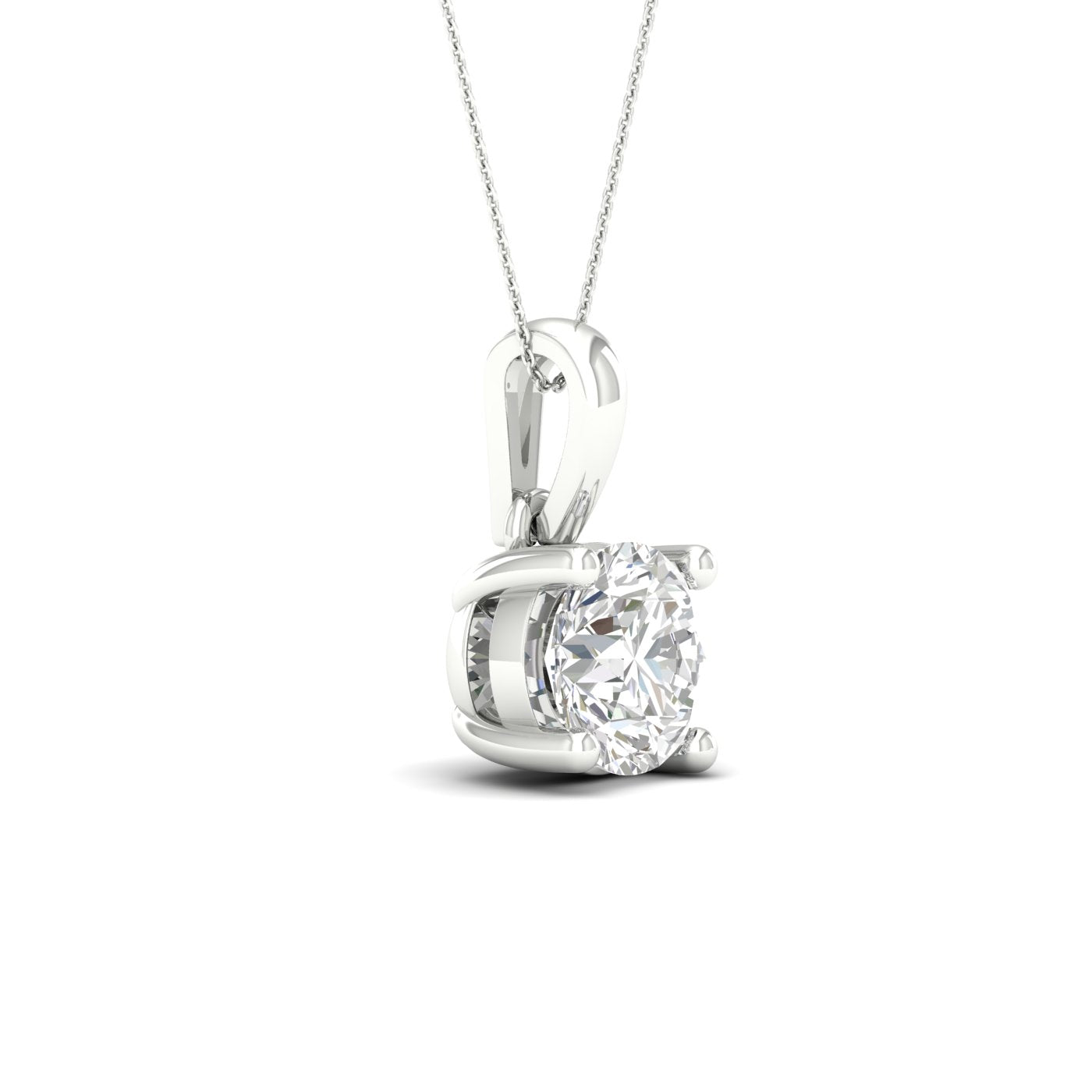 1 Carat Round Lab Grown Diamond 14K Gold Solitaire Necklace