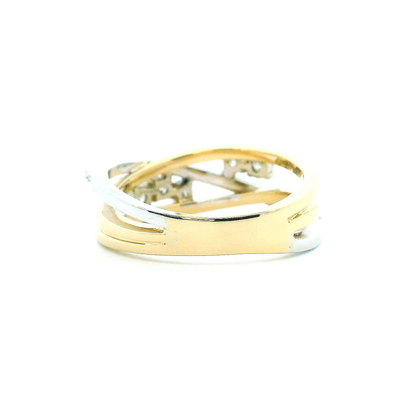 14K Two-Tone Gold 0.42cttw. Diamond Multi Crossover Fashion Ring