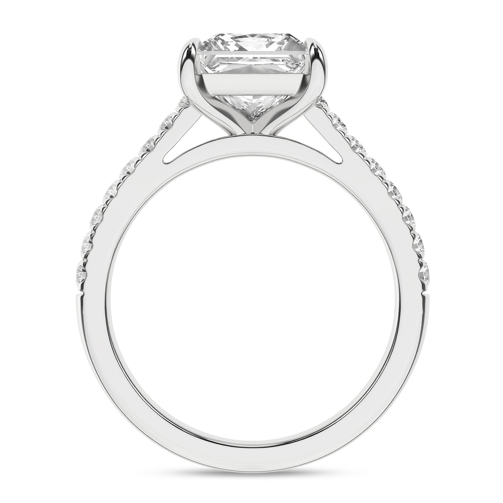 14K White Gold 2.25 Carat Princess Brilliant Cut Lab Grown Diamond Engagement Ring