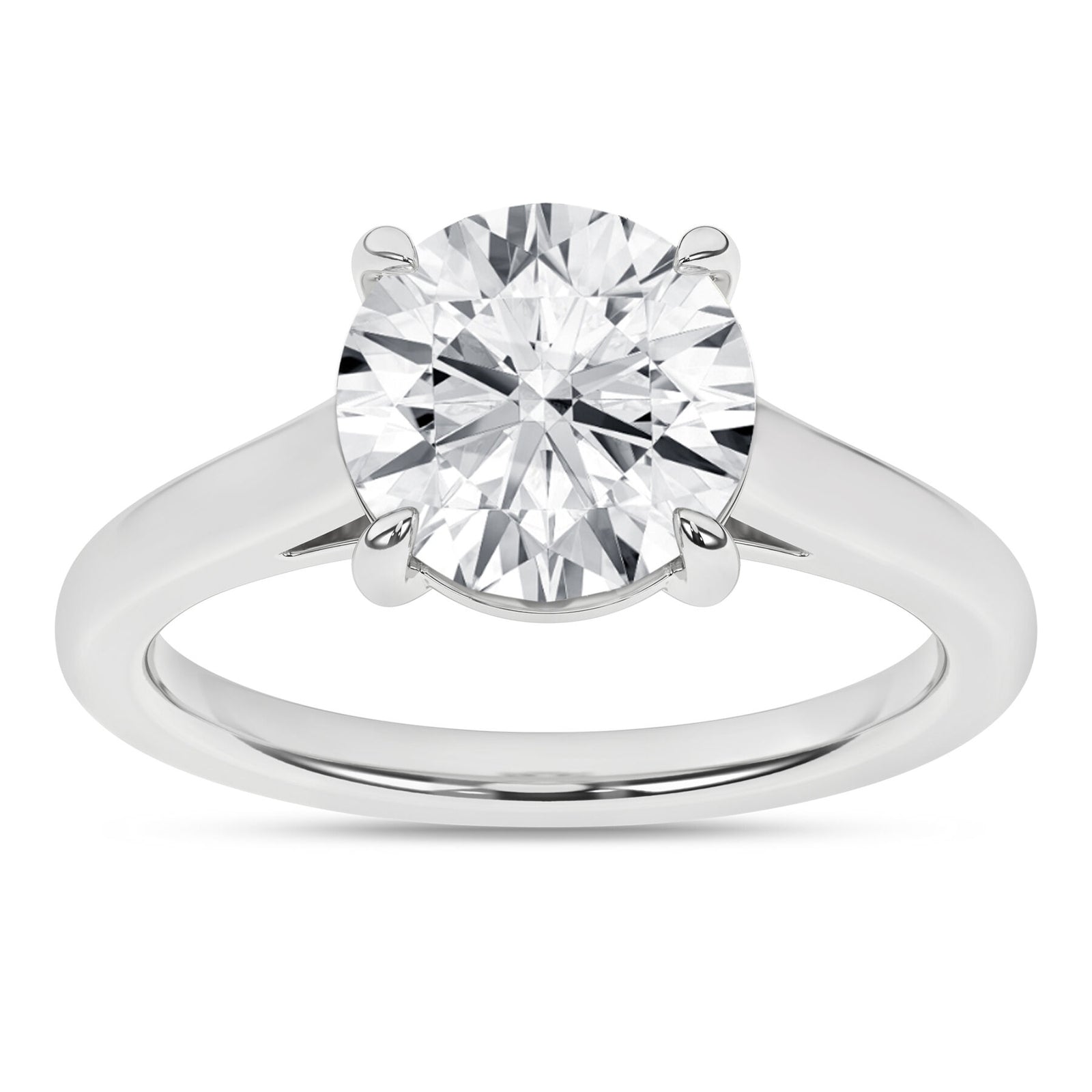 14K White Gold 3.00 Carat Round Brilliant Cut Lab Grown Diamond Solitaire Engagement Ring