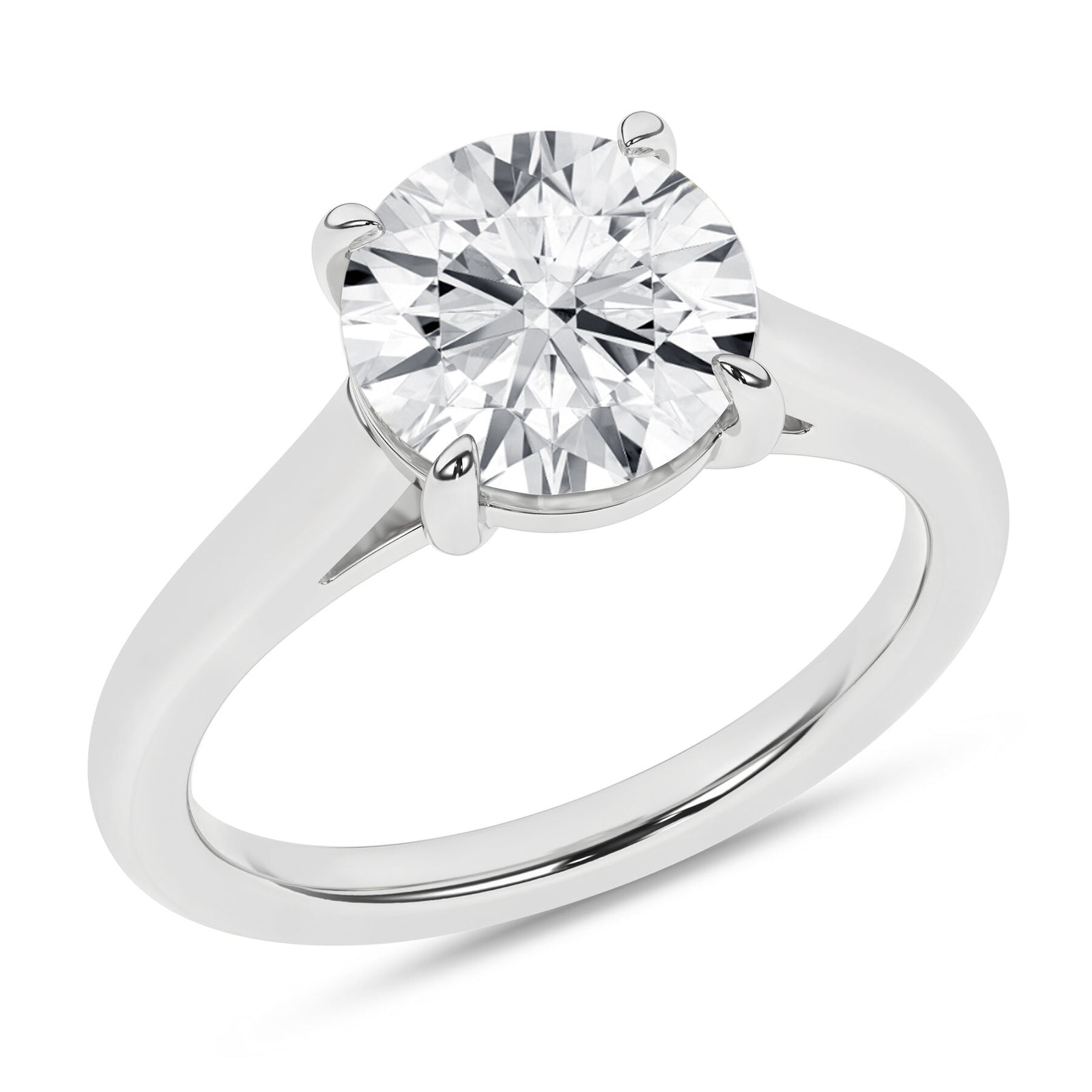 14K White Gold 3.00 Carat Round Brilliant Cut Lab Grown Diamond Solitaire Engagement Ring