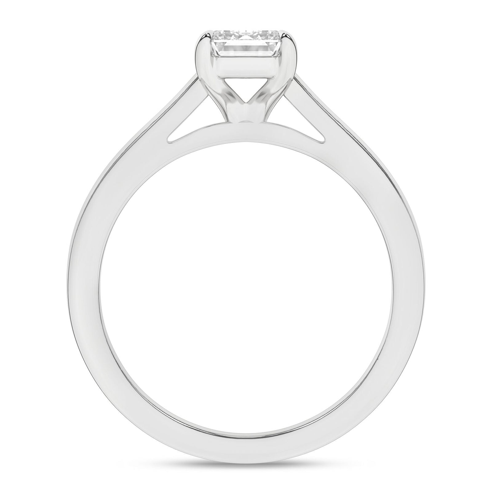 14K White Gold 1.00 Carat Emerald Cut Lab Grown Diamond Solitaire Engagement Ring