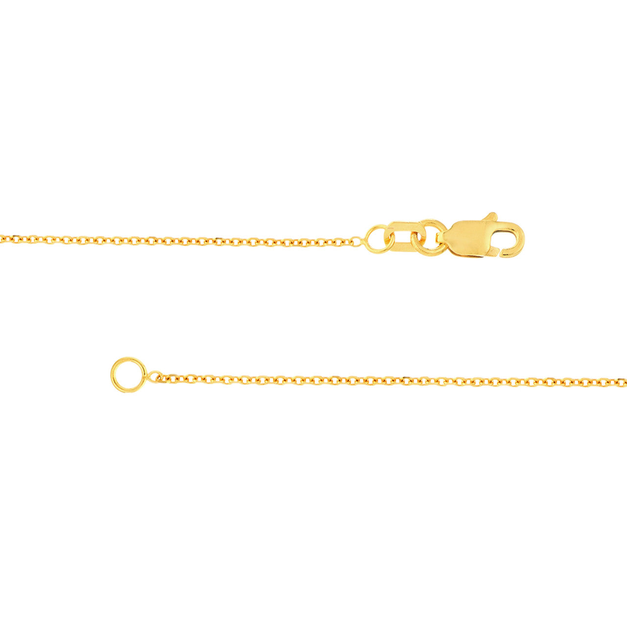 14K Yellow Gold 1.10mm Diamond Cut Cable Chain with Lobster Lock