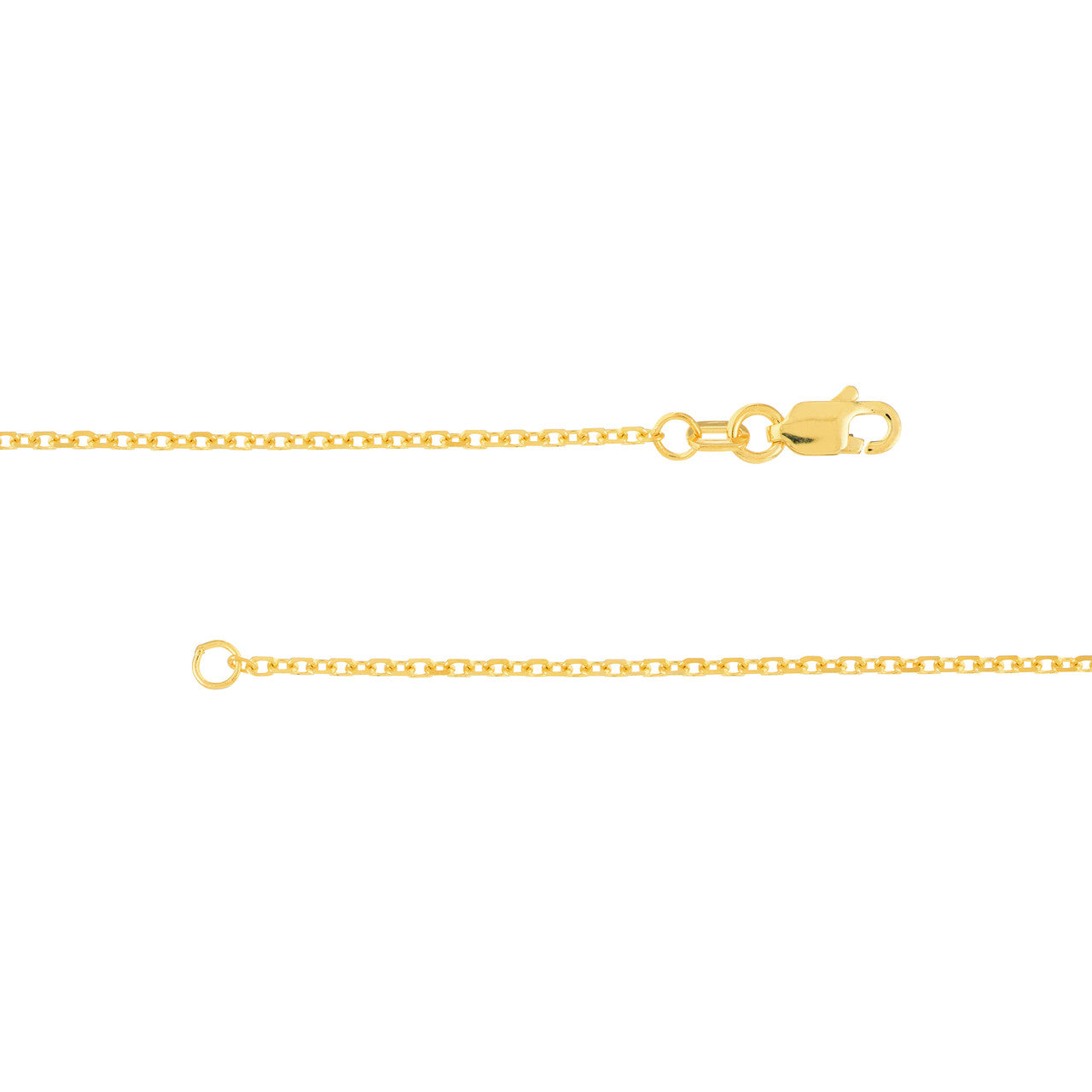 14K Yellow Gold 1.50mm Diamond Cut Cable Chain with Lobster Lock