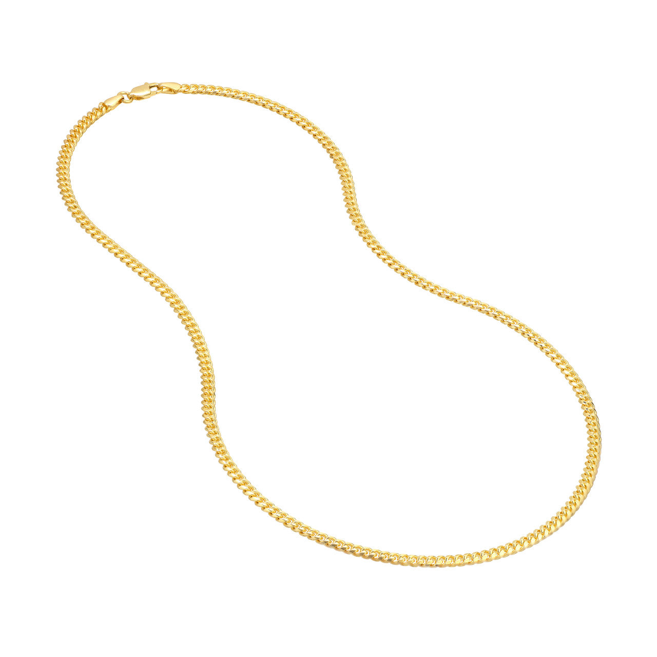 14K Yellow Gold 3.50mm Solid Miami Cuban Link Chain with Lobster Lock