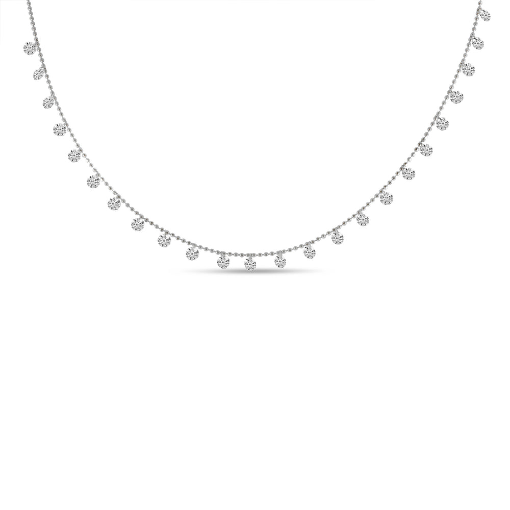 14K White Gold 1.20ct. 24 Stone Dashing Diamond Necklace