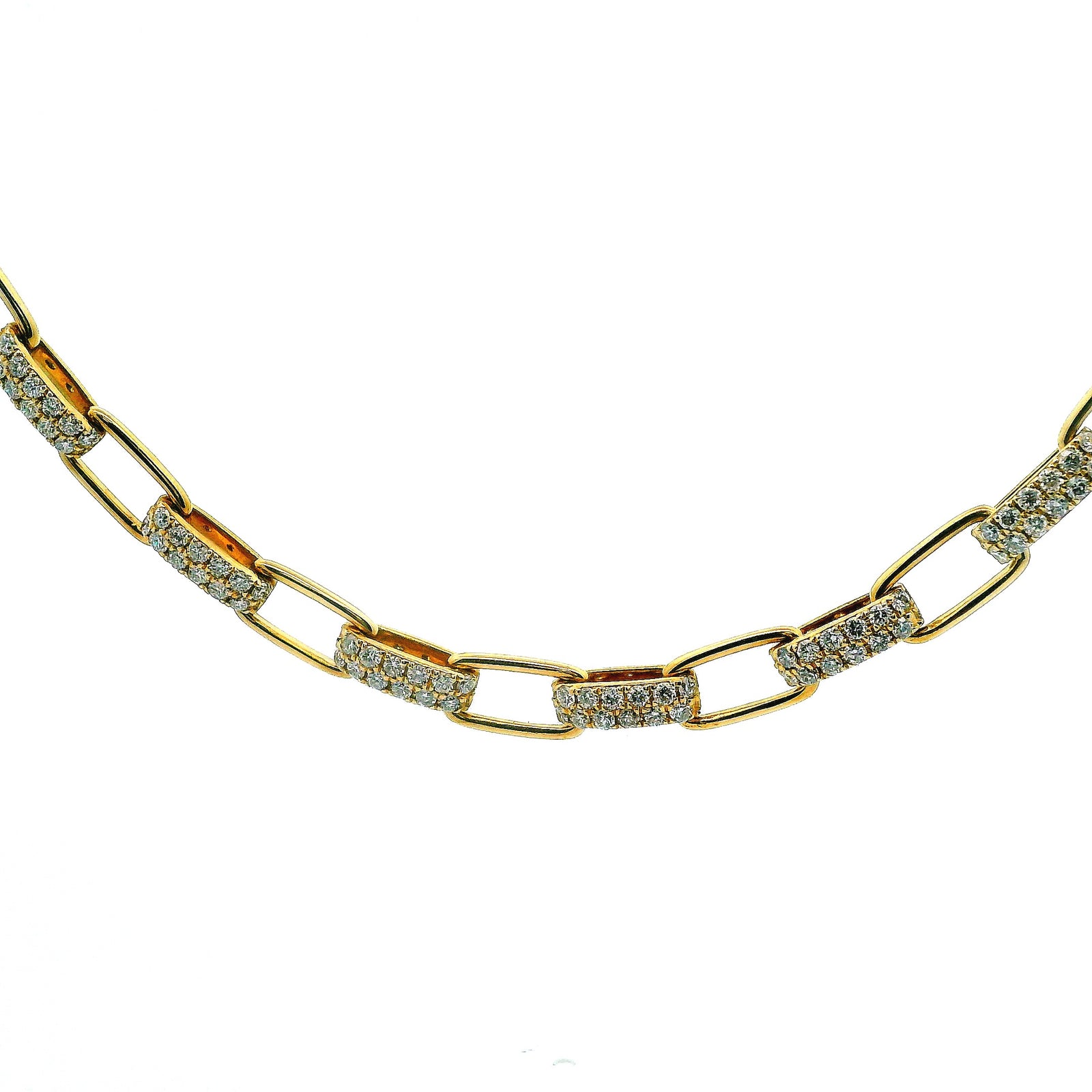 14K Yellow Gold 2.75cttw. Diamond Alternating Oval Link Necklace