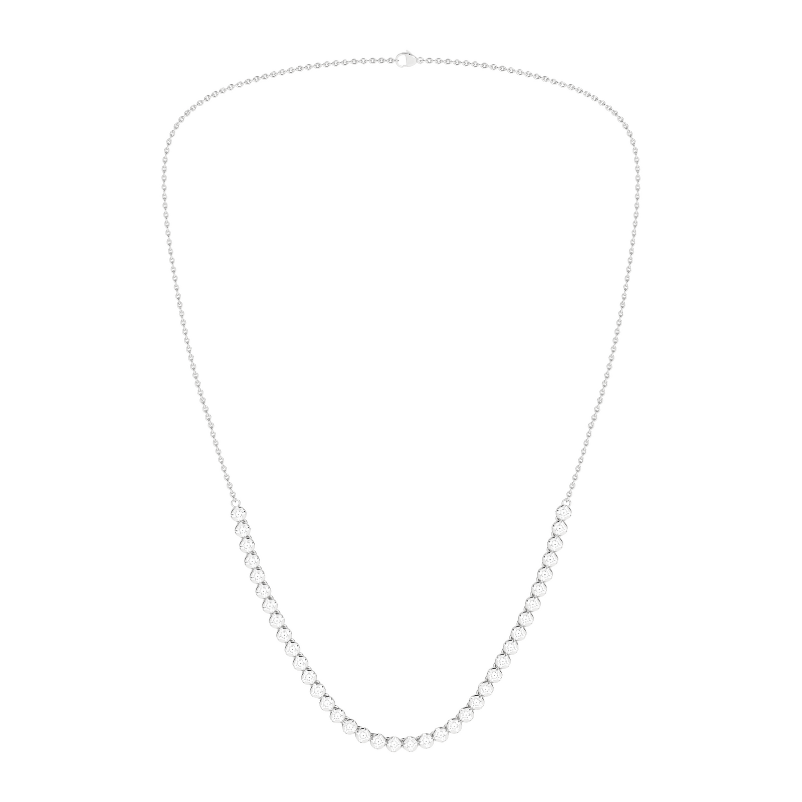 2 Carat Round Lab Grown Diamond 14K Gold Half Eternity Tennis Necklace