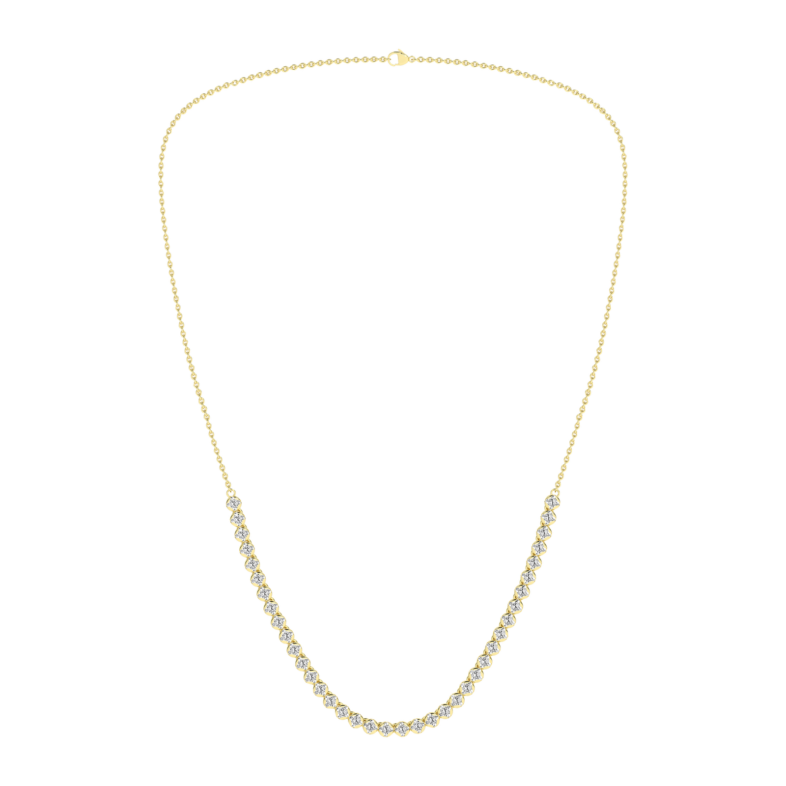 2 Carat Round Lab Grown Diamond 14K Gold Half Eternity Tennis Necklace