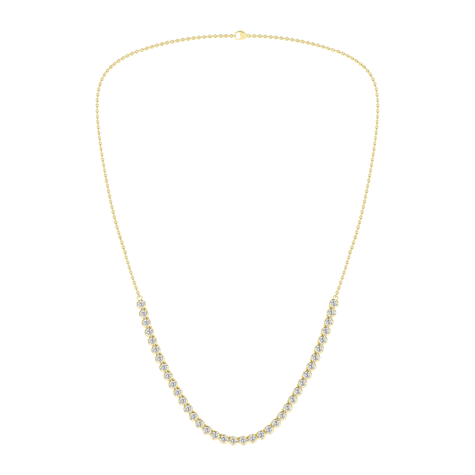 2 Carat Round Lab Grown Diamond 14K Gold Half Eternity Tennis Necklace