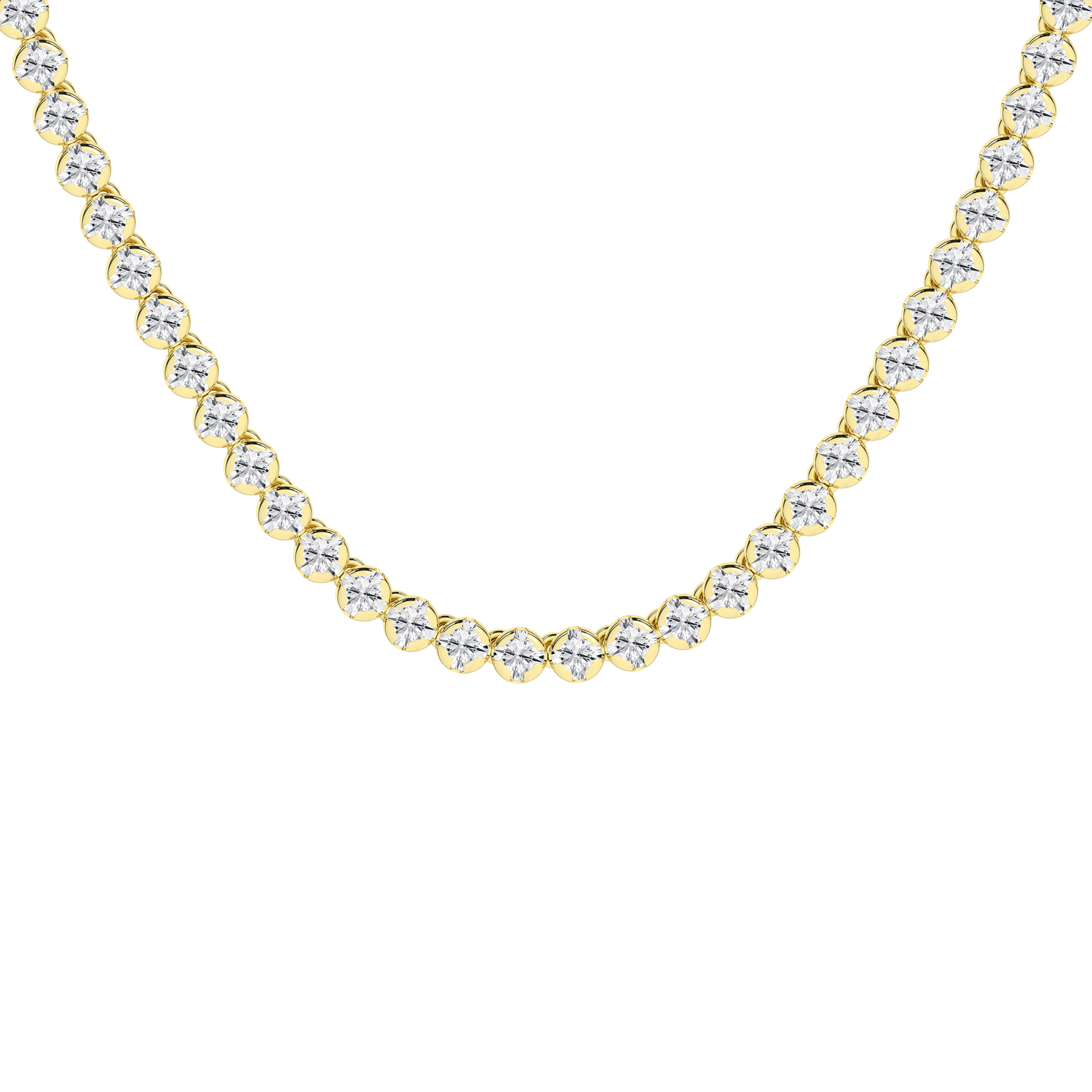 2 Carat Round Lab Grown Diamond 14K Gold Half Eternity Tennis Necklace
