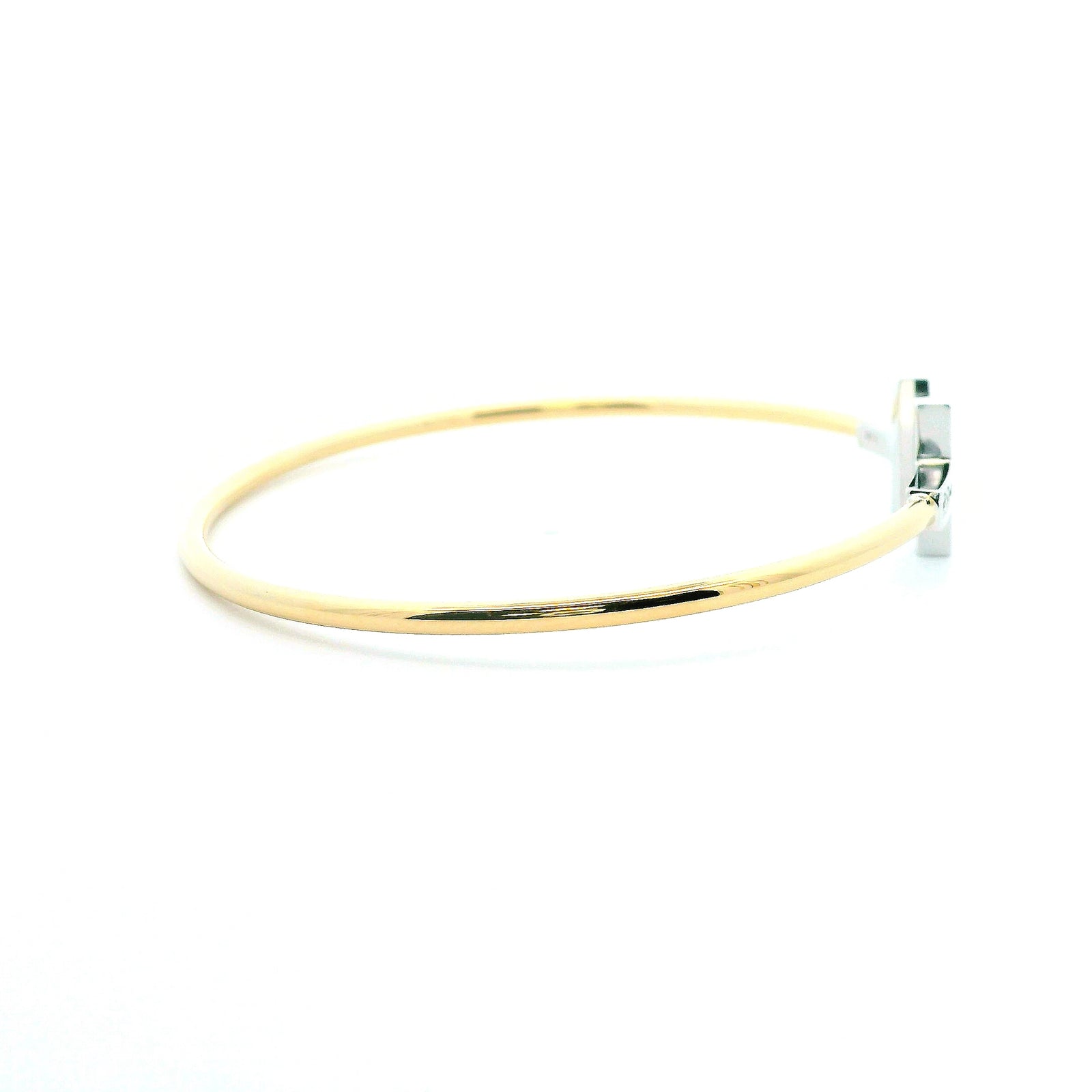 14K Yellow & White Gold 0.24cttw. Diamond "T" Flexible Cuff Bracelet