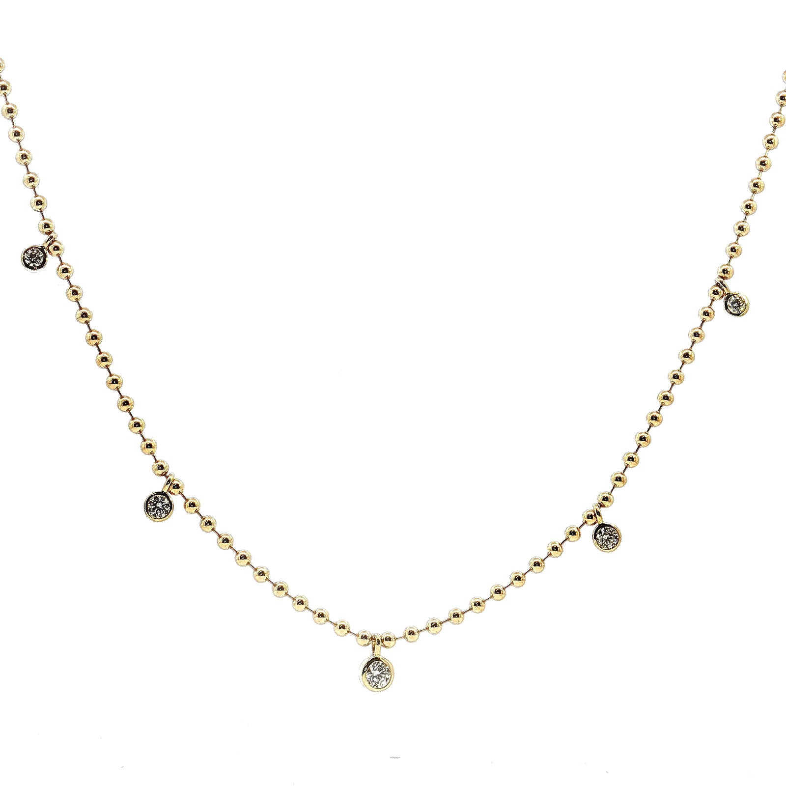 A. Jaffe 14K Yellow Gold 0.69cttw. Diamond Multi Bezel Dangle Beaded Necklace