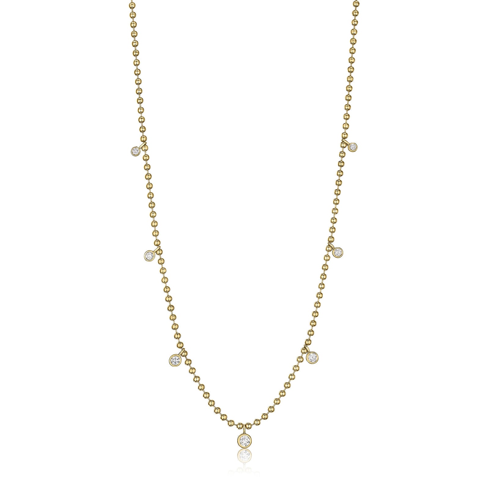 A. Jaffe 14K Yellow Gold 0.69cttw. Diamond Multi Bezel Dangle Beaded Necklace