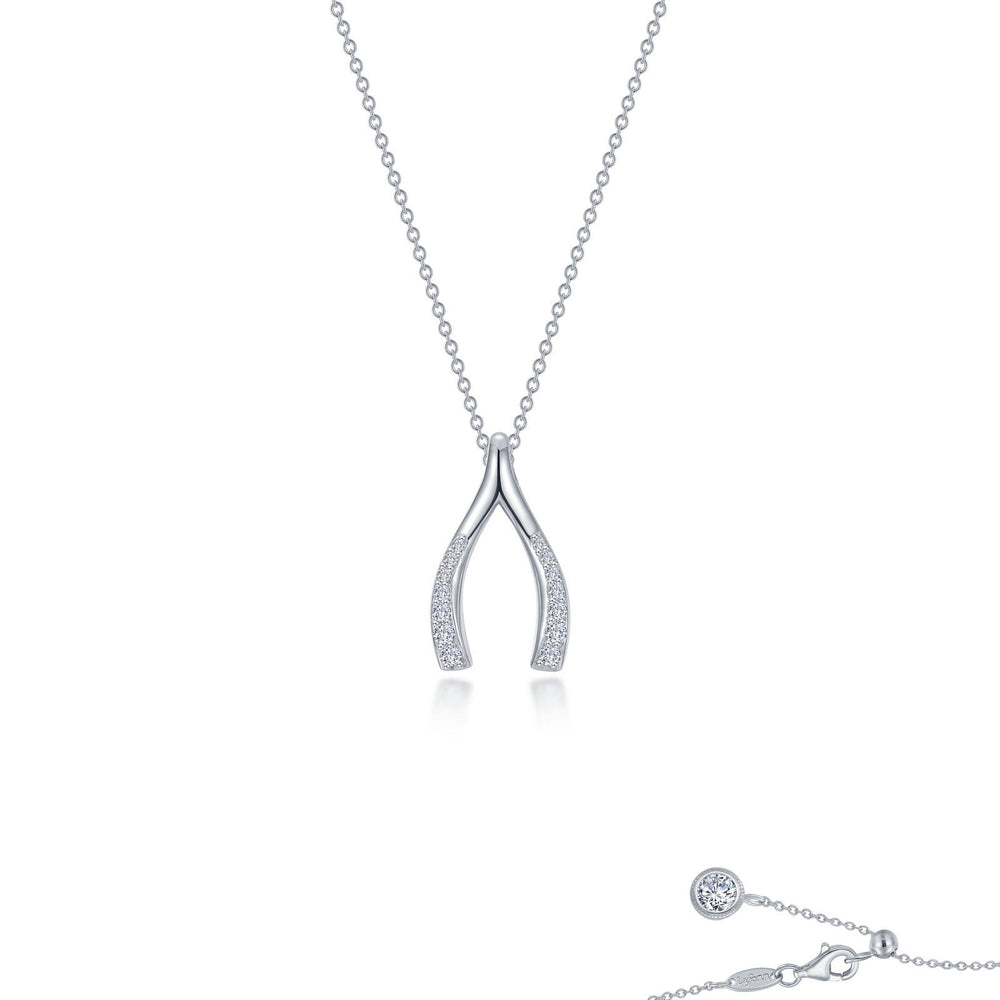 Lafonn Simulated Diamond Pave Wishbone Necklace P0291CLP
